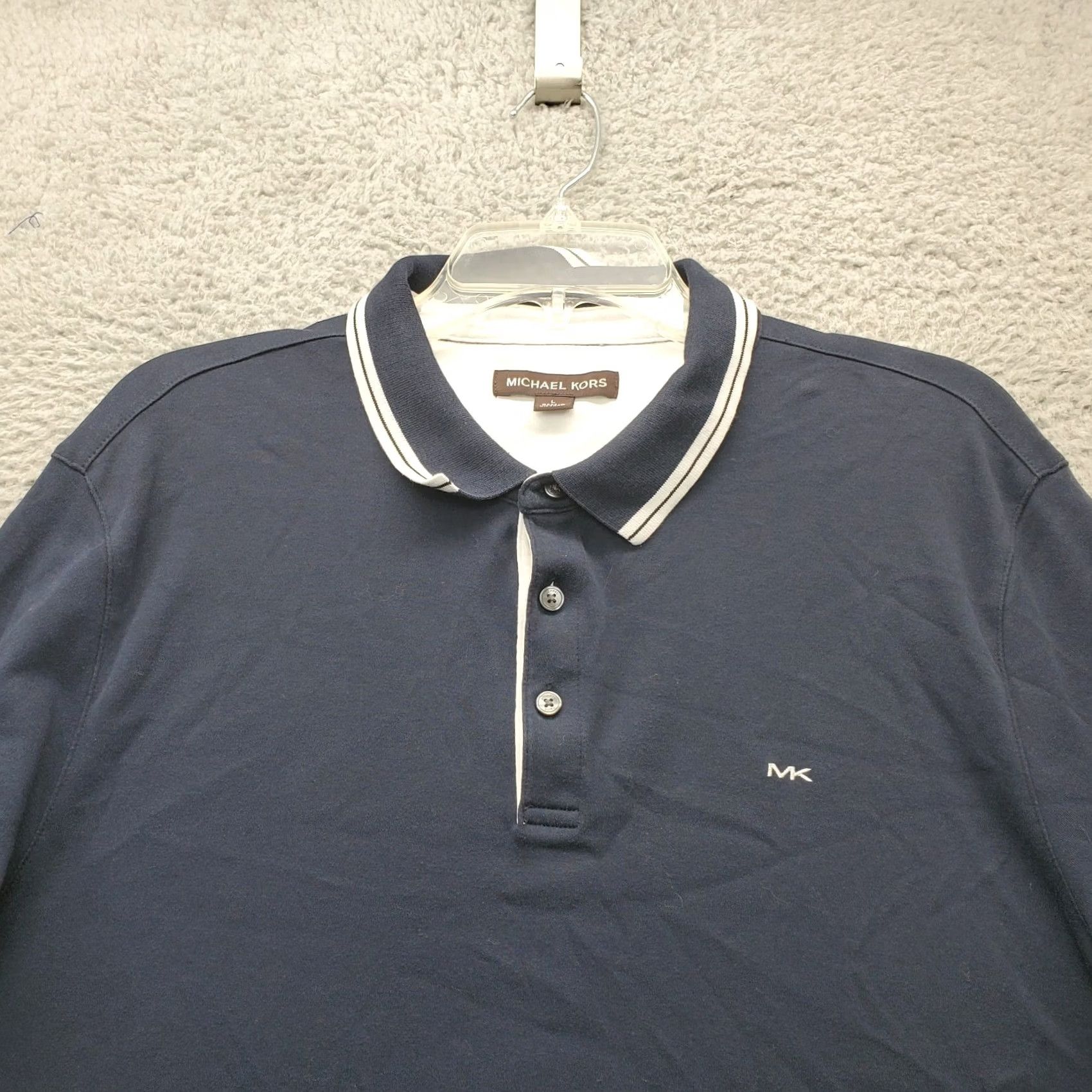 Michael Kors Michael Kors Polo Shirt Mens L Multi Ribbed Trim Sleeves & Collared Logo Popover Polo Shirt Mens L Multicolor Slim Fit Size US L / EU 52-54 / 3 - 3 Thumbnail