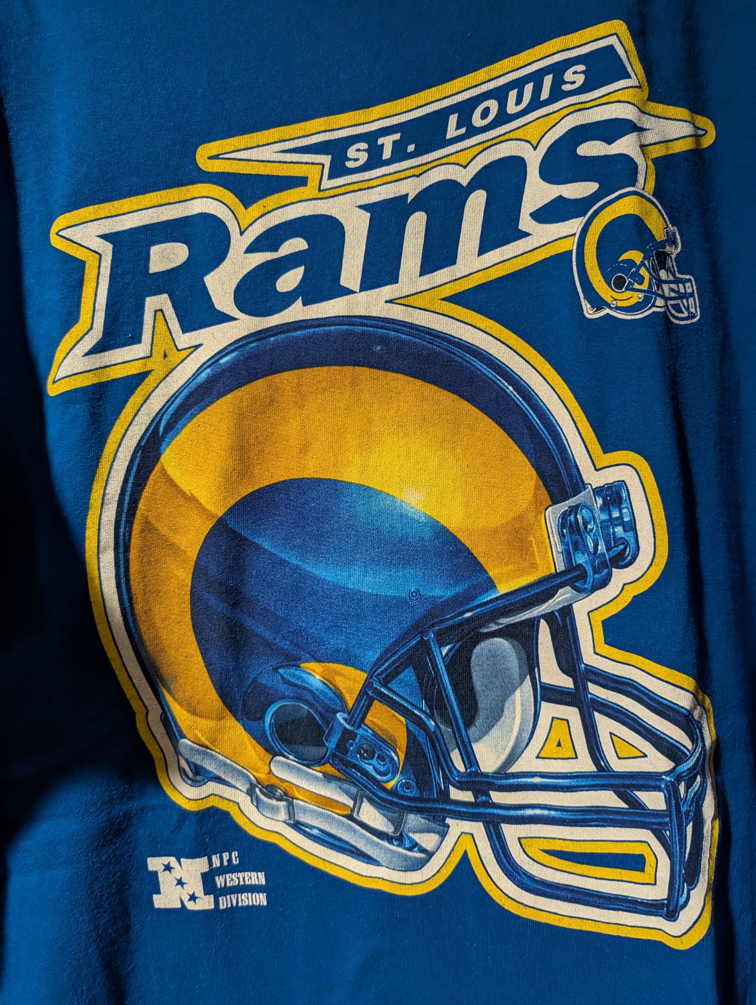 NFL Vintage 90 St. Louis Rams NFL Football Blue X-Large T-Shirt Size US XL / EU 56 / 4 - 2 Thumbnail