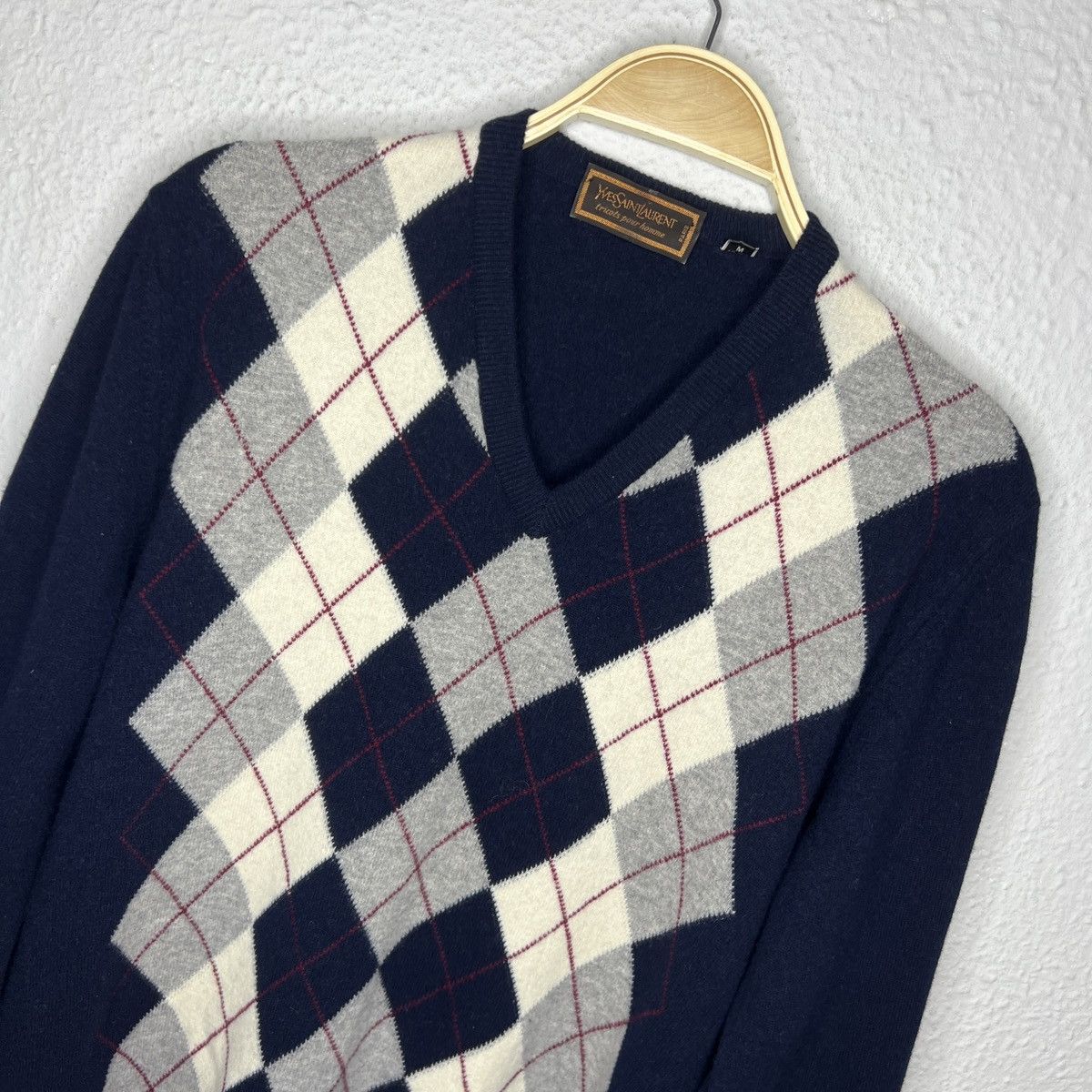 Designer × Vintage × Yves Saint Laurent Yves Saint Laurent Vintage Wool Sweater Jumper Knit Navy Size US M / EU 48-50 / 2 - 4 Thumbnail
