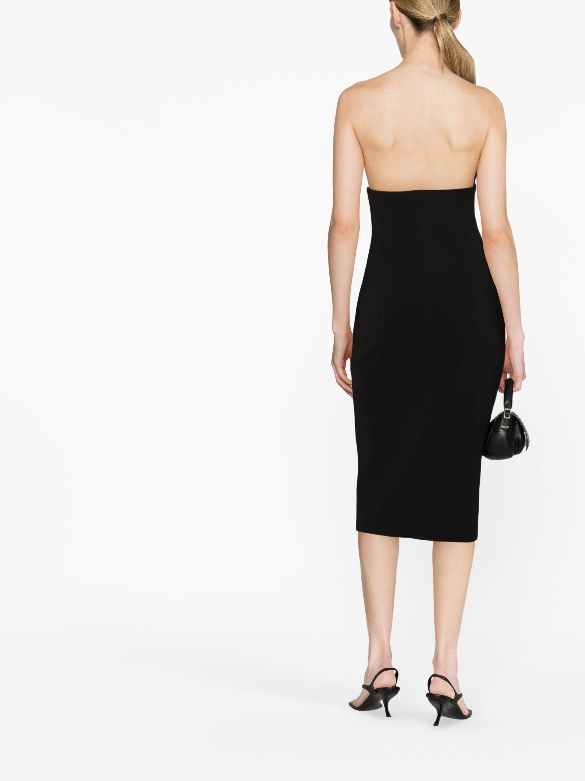 Off-White o1gr1nt1124 Ablohland Crepe Jer Midi Dress in Black Size S / US 4 / IT 40 - 4 Thumbnail