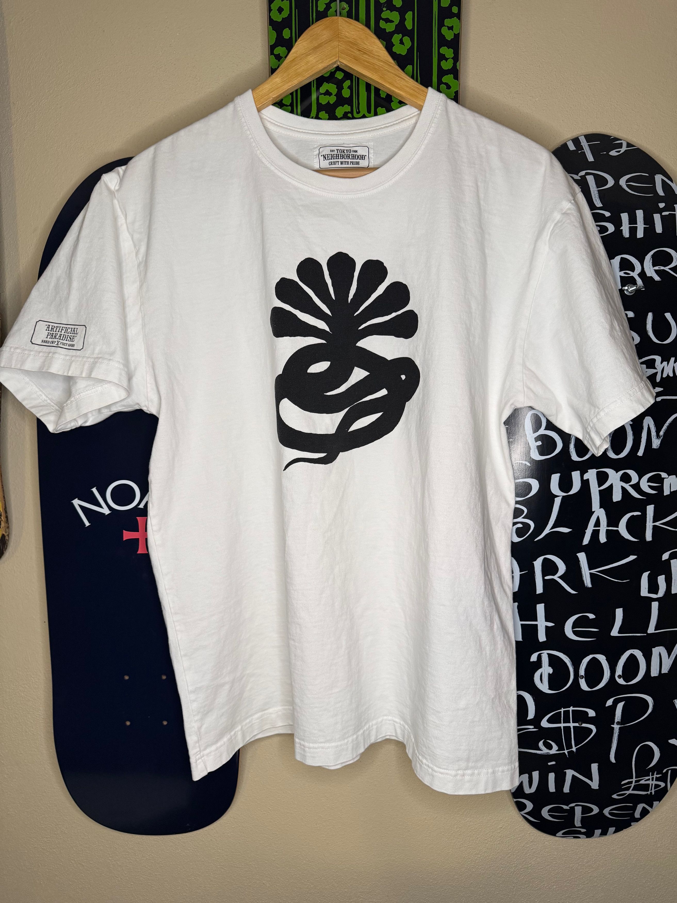 FUCT × Neighborhood Neighborhood x Fuct SSDD "Artificial Paradise" White T-shirt Size US L / EU 52-54 / 3 - 1 Thumbnail