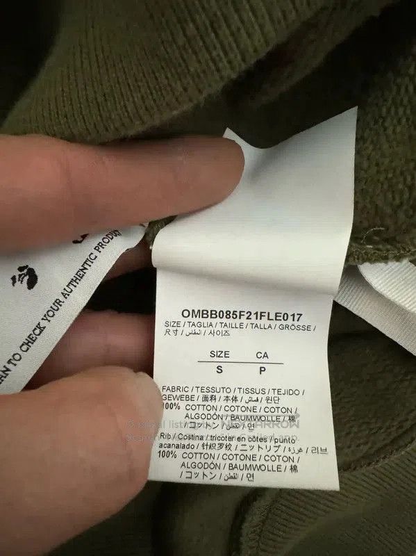 Off-White Off-White Men's Hoodie in Olive Green . Size US S / EU 44-46 / 1 - 5 Thumbnail