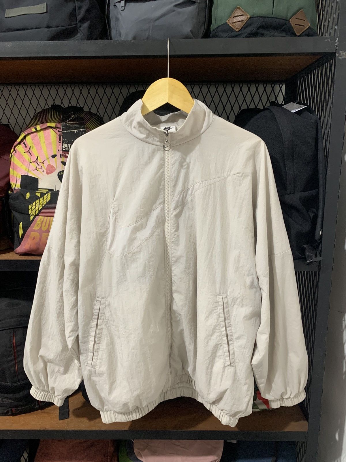 Nike nike big swoosh nylon jacket broken white Size L / US 10 / IT 46 - 1 Thumbnail