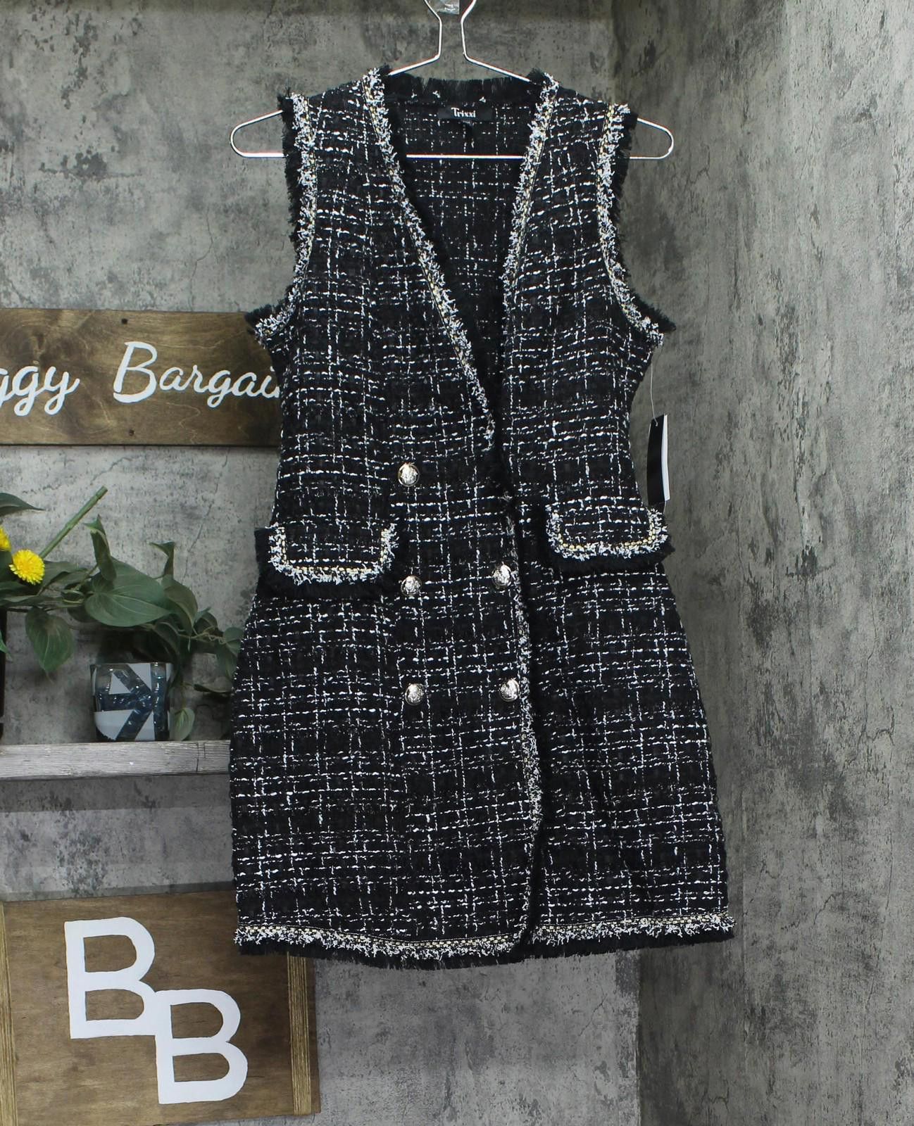 Other Nwt Trixxi Boucle Faux Pocket Tweed Dress Black / White S Size S / US 4 / IT 40 - 1 Thumbnail