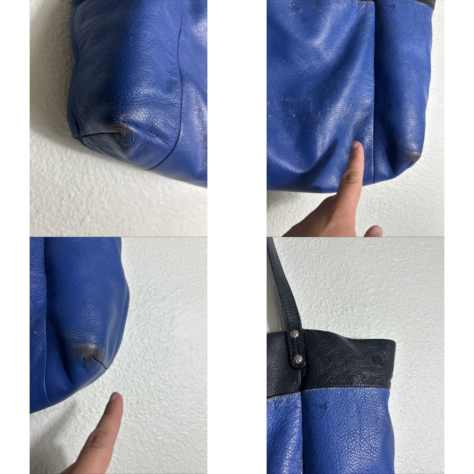 Brighton VINTAGE Brighton Leather Shoulder Bag Womens 12.5x11x4.5 Distressed Blue Black Purse BLUE Size ONE SIZE - 9 Thumbnail