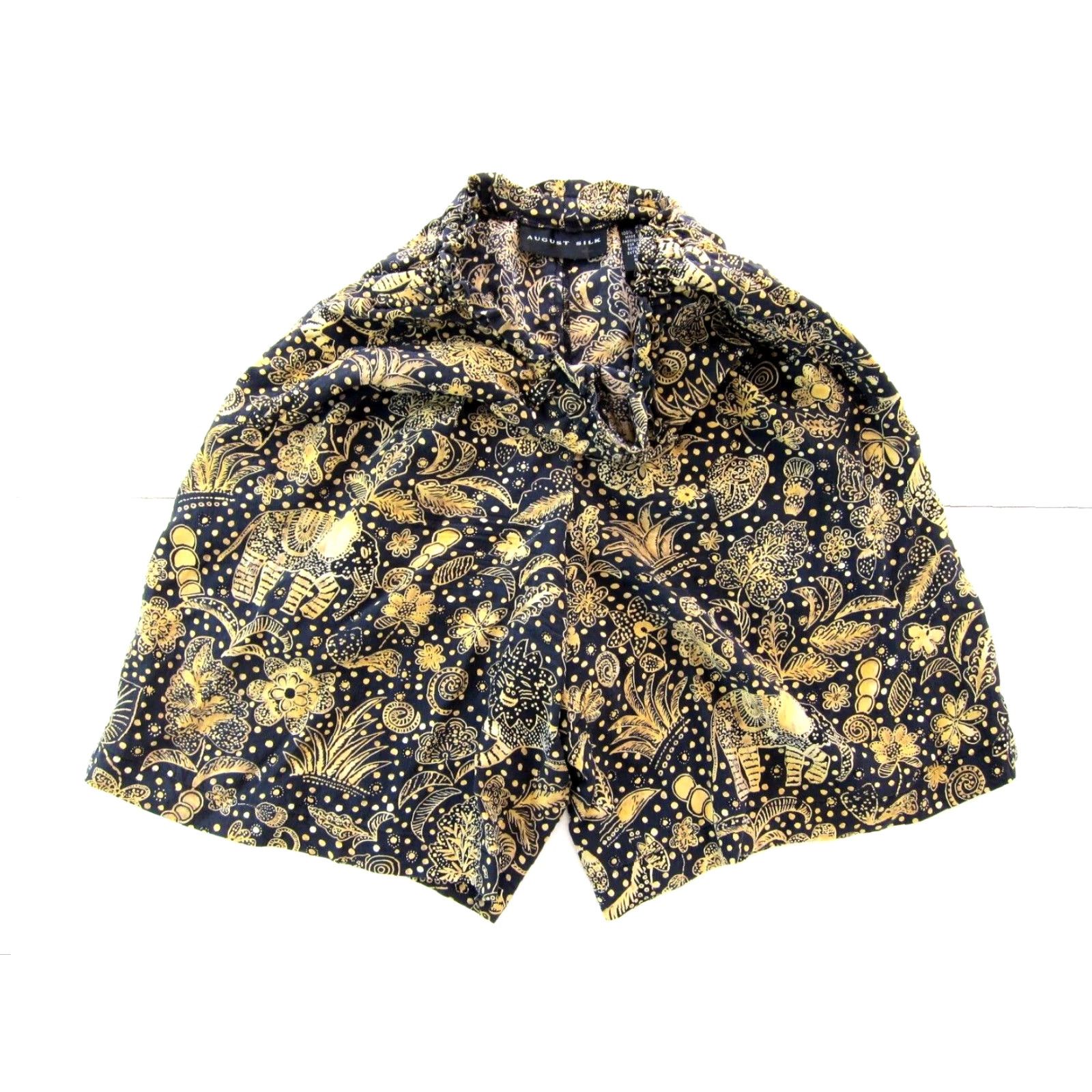 Vintage VINTAGE August 100% Silk Black Yellow Floral Pocket High Rise Pleat Short Women XS Size 26" / US 2 / IT 38 - 6 Thumbnail