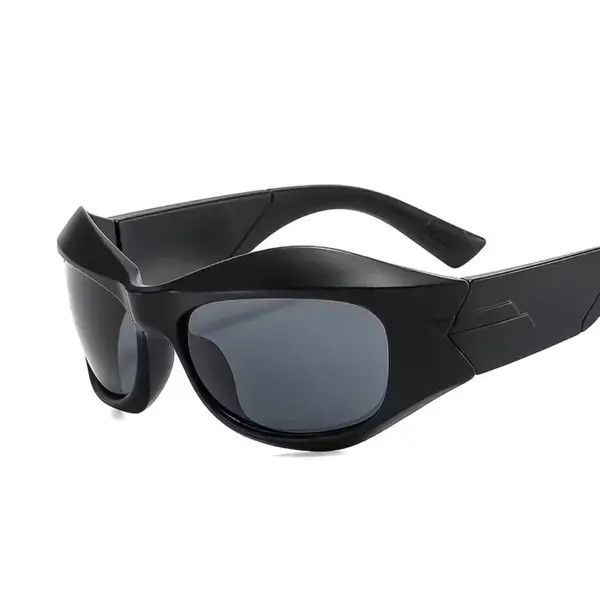 Japanese Brand Wrap Around Sunglasses Thick Frame Y2K Sunglasses Punk Hip H Size ONE SIZE - 4 Thumbnail