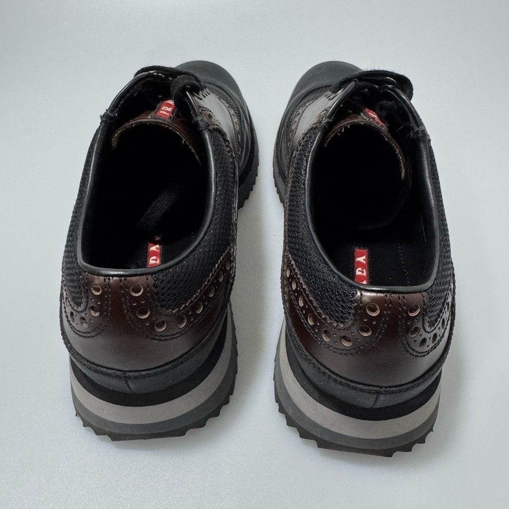 Prada Prada Sport Leather Colorblack Derby Lace-Up Sneakers Brown Size US 8.5 / EU 41-42 - 3 Thumbnail
