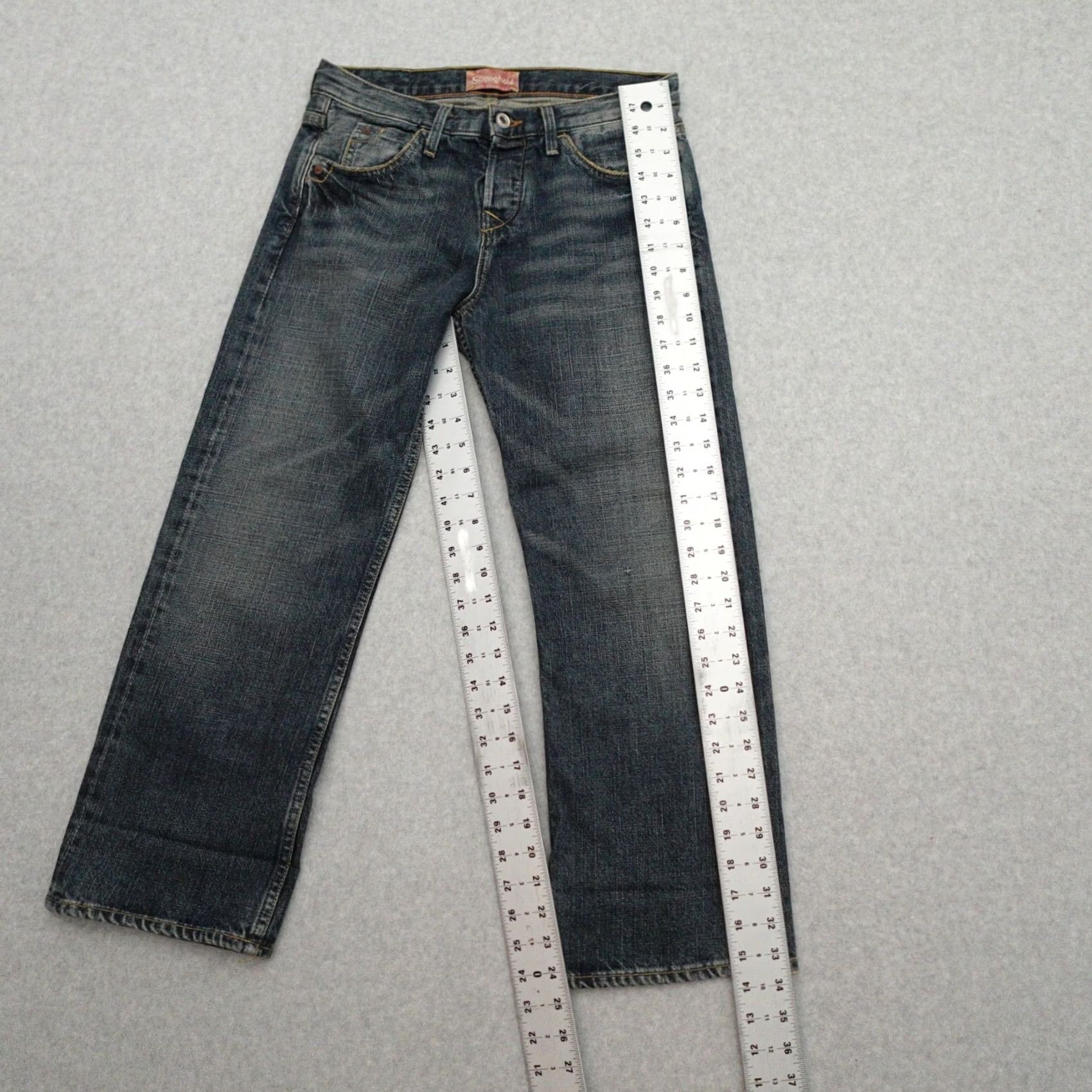 Vintage Stronghold Jeans Womens 25x25 Denim Button Fly Selvage Made In USA Blue 25x25 USA Selvage Jeans Womens size 25x25 Distressed? Size 42" / US 20 - 6 Thumbnail