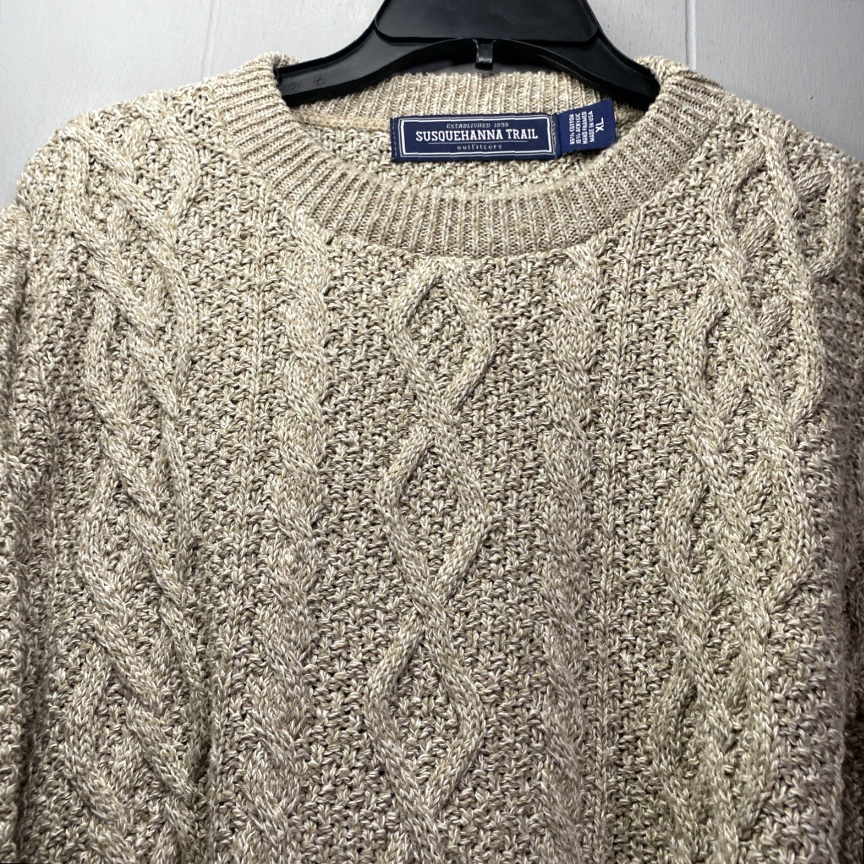 Olive VINTAGE Susquehanna Trail Outfitters Knit Sweater Mens XL Olive Cable Pullover USA Size US XL / EU 56 / 4 - 3 Thumbnail