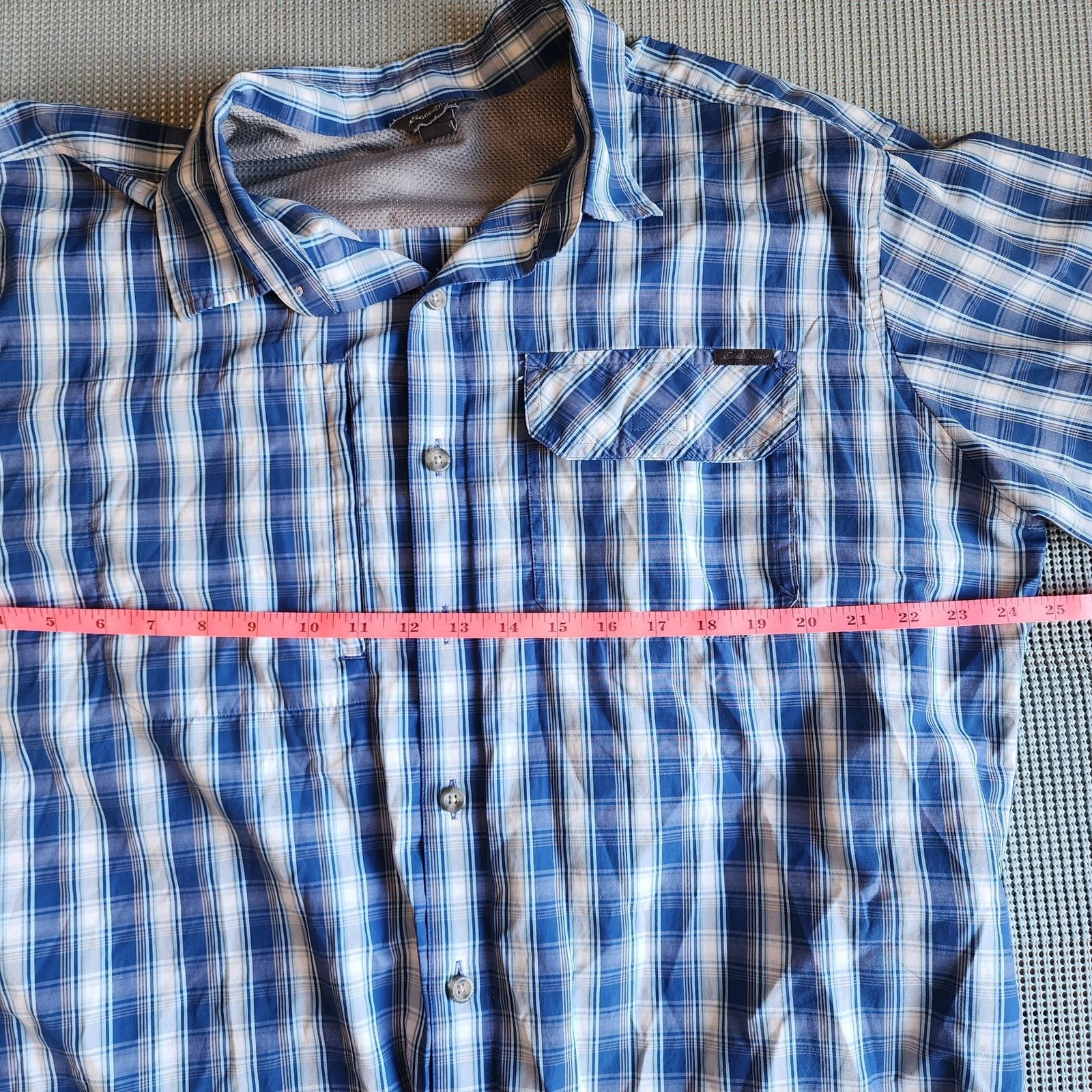 Eddie Bauer Eddie Bauer Men's XL Tall Plaid Blue White Short Sleeve Size US XL / EU 56 / 4 - 6 Thumbnail