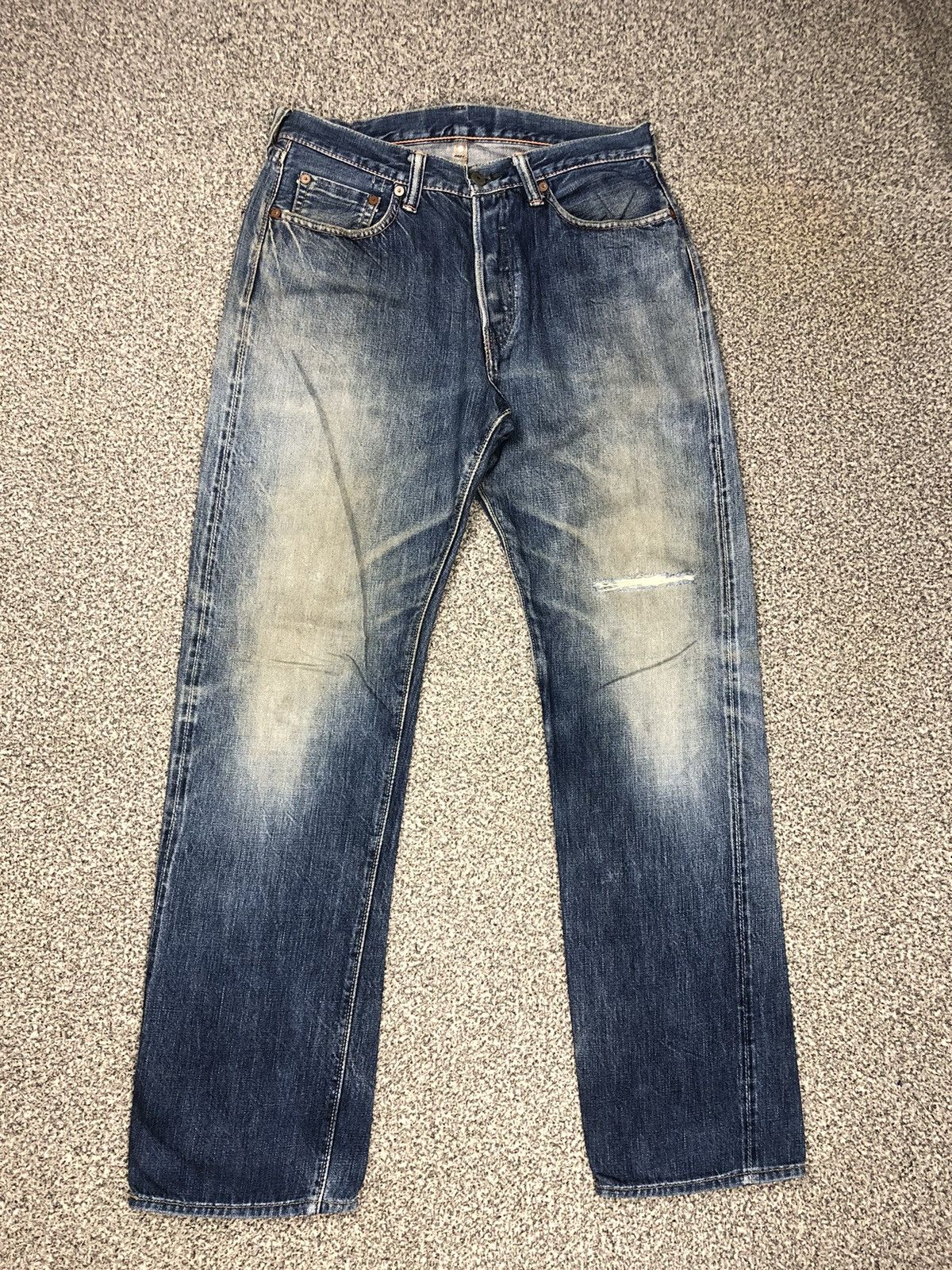 Evisu Vintage Distressed Japanese Brand Fullcount Selvage Jeans Size US 30 / EU 46 - 1 Thumbnail