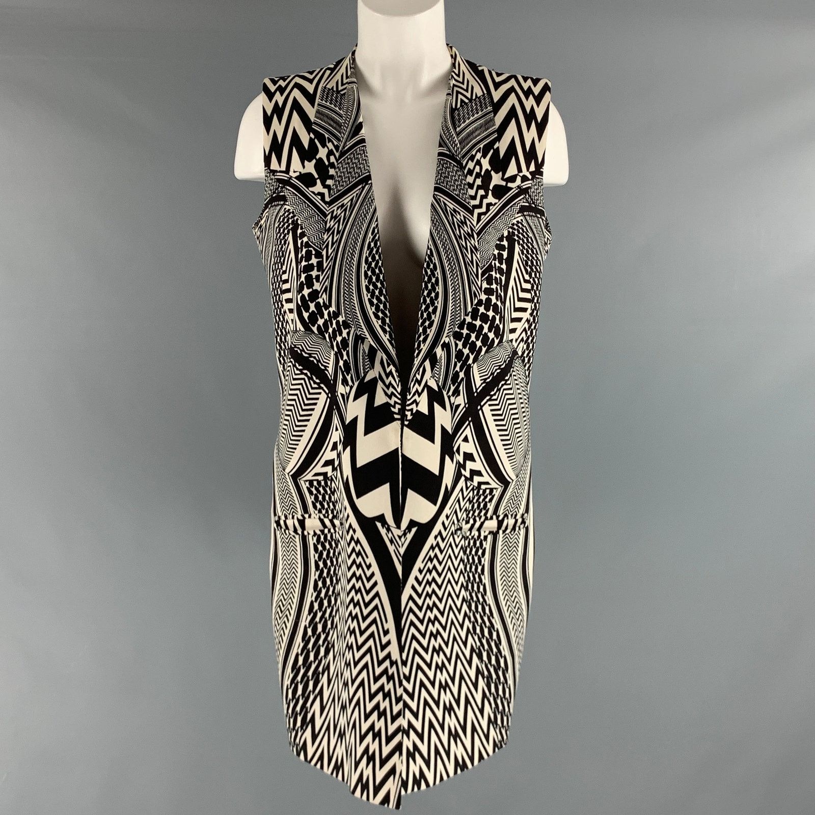 Givenchy GIVENCHY SS10 Size M Black White Geometric Open Front Vest Size M / US 6-8 / IT 42-44 - 1 Thumbnail