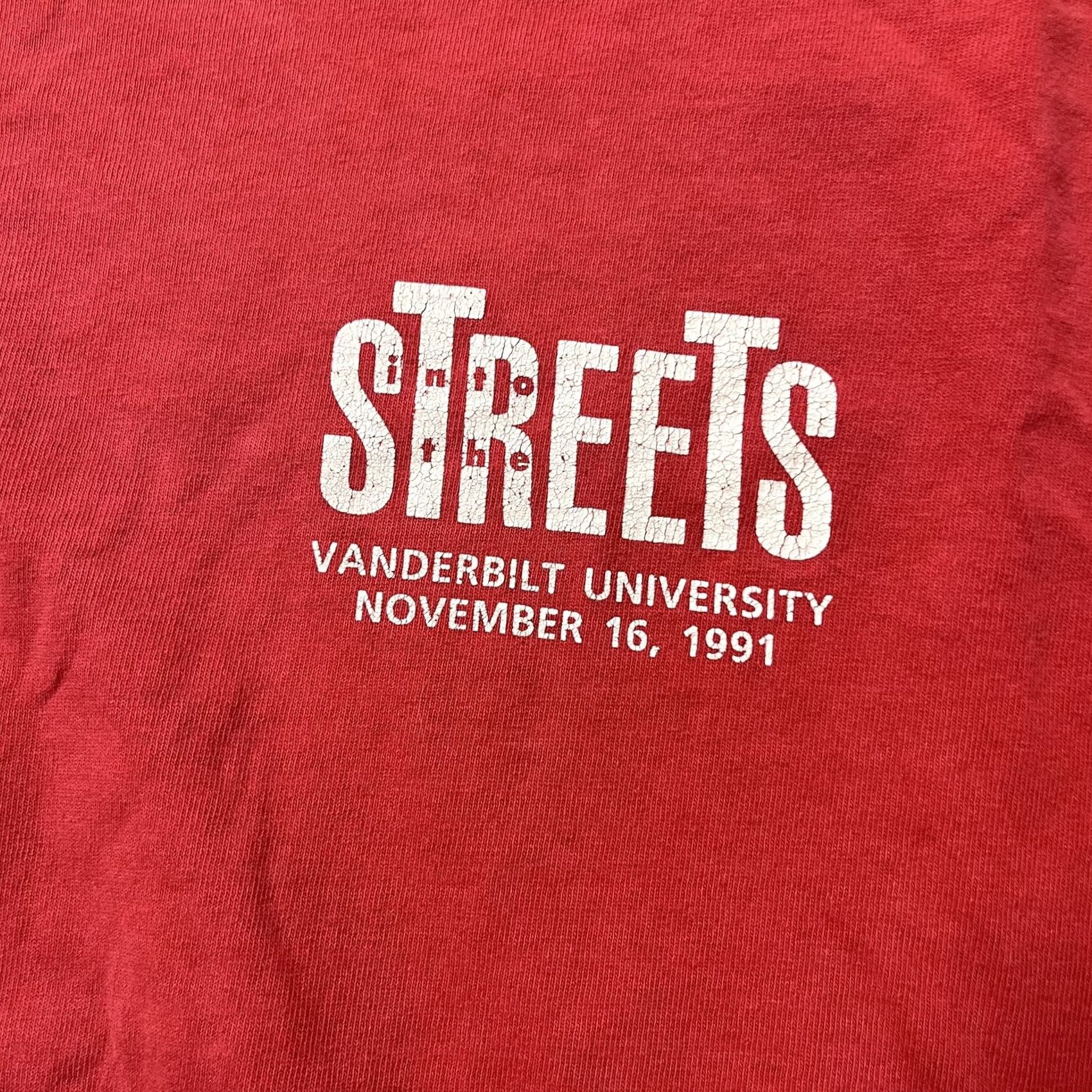 Fruit Of The Loom VINTAGE Fruit of the Loom Shirt Mens XL Red Vanderbilt 1991 Into The Streets Tee Size US XL / EU 56 / 4 - 3 Thumbnail