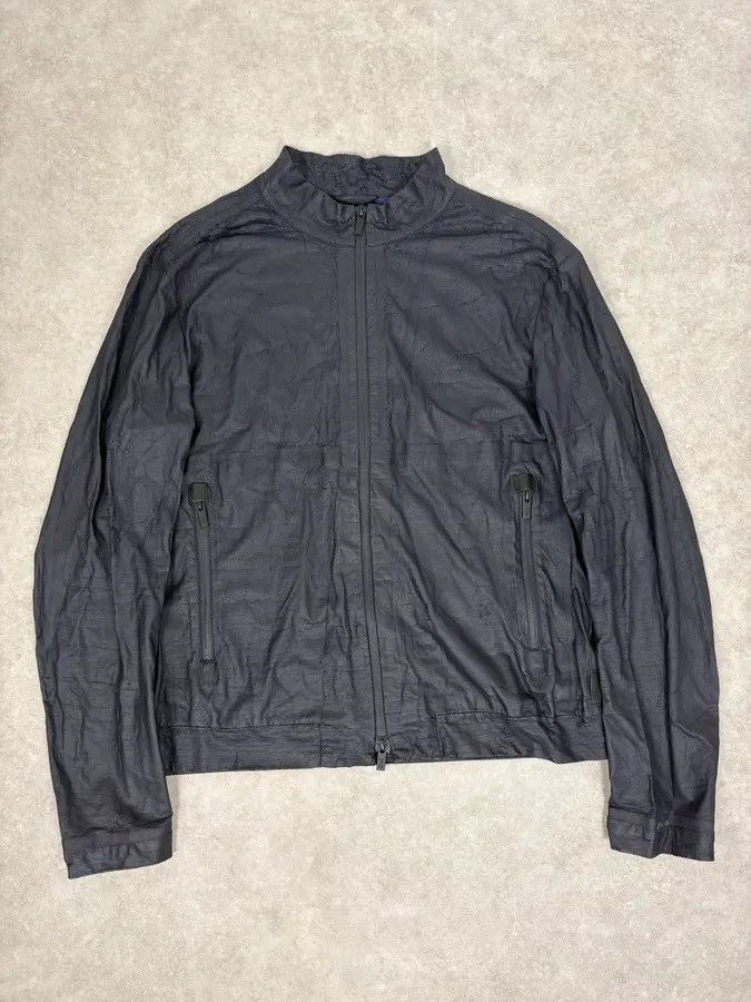 Armani Armani Collezioni Navy Waxed Coated Light Jacket Size US L / EU 52-54 / 3 - 1 Thumbnail