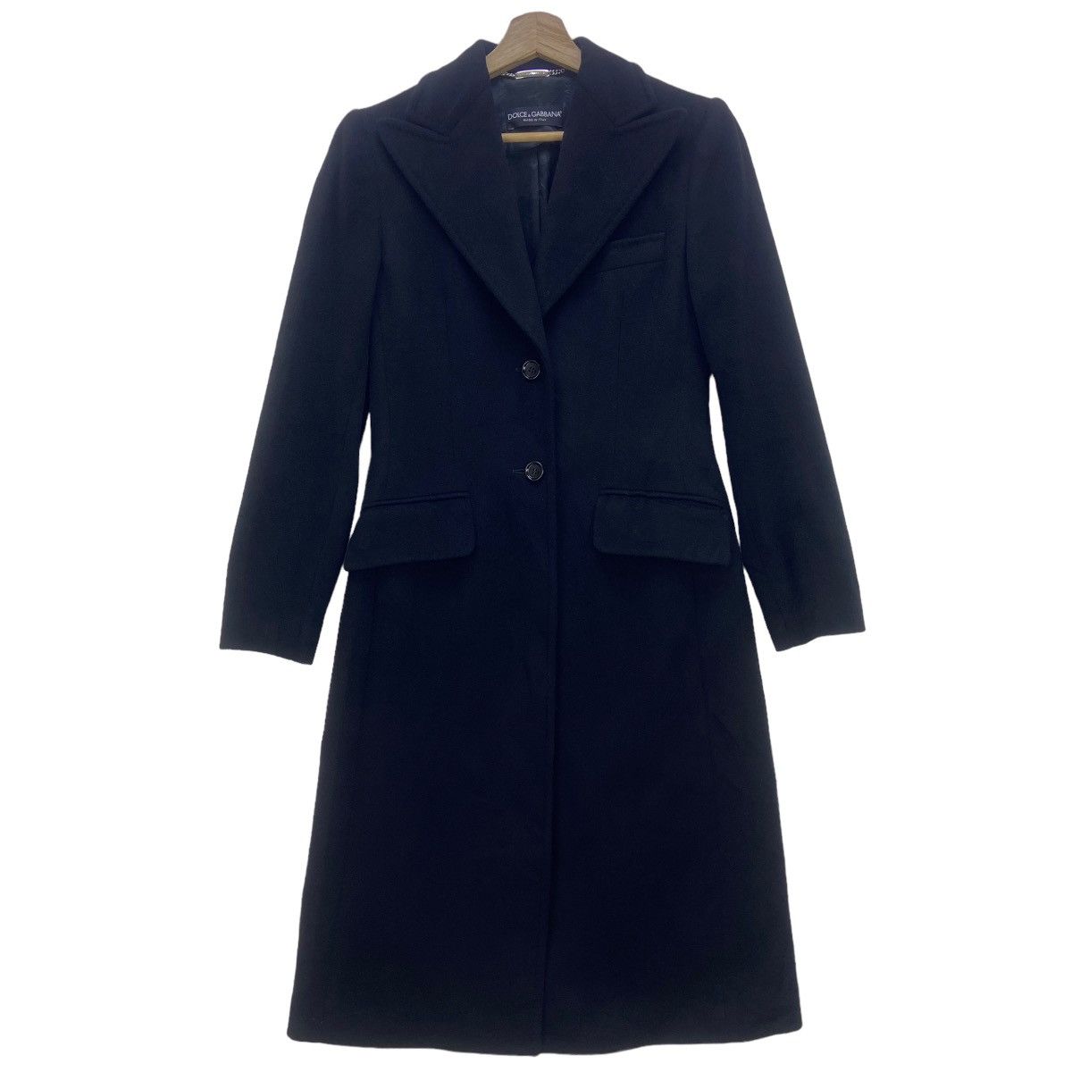 image of Dolce Gabbana x Italian Designers Dolce & Gabbana Cashmere Laine Wool Overcoat in Black, Women's (S