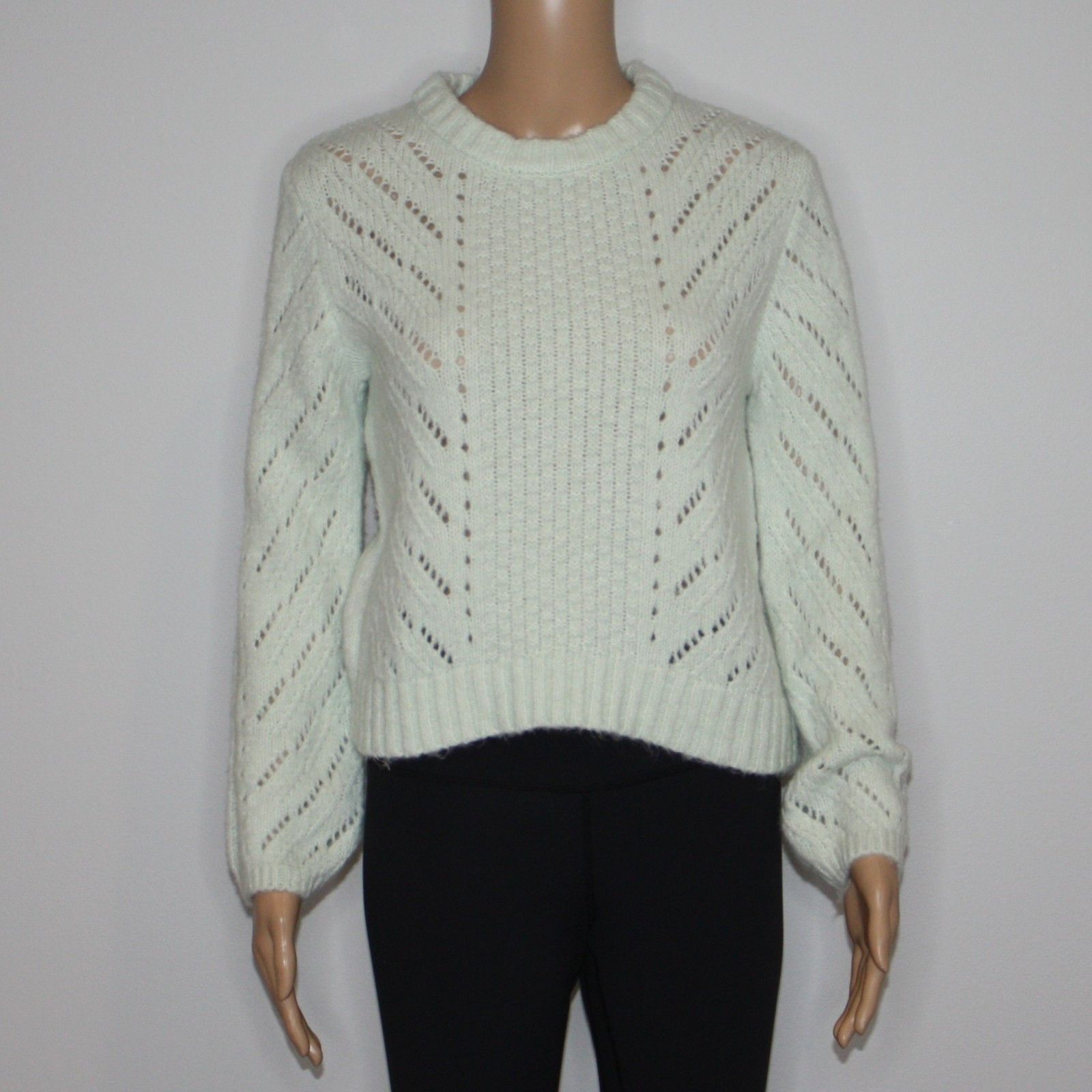 Other Elodie Pointelle Knit Pullover Sweater Top in Pale Green Size XS / US 0-2 / IT 36-38 - 6 Thumbnail