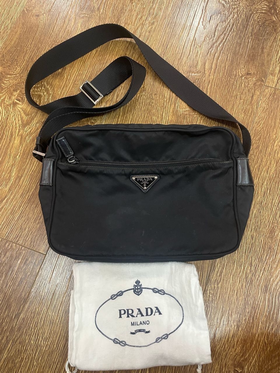 Authentic Prada Tessuto Nyalon Crossbody Bag in Black, Men's