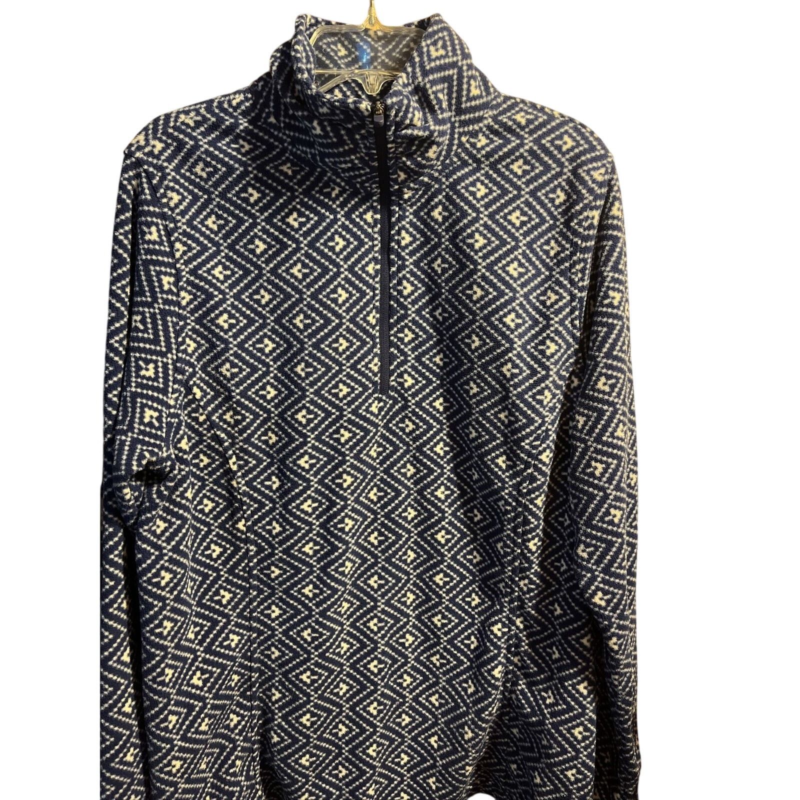 Lands' End Lands End Women M 10-12 Blue Geometric Fleece 1/4 Zip Jacket Size M / US 6-8 / IT 42-44 - 1 Thumbnail