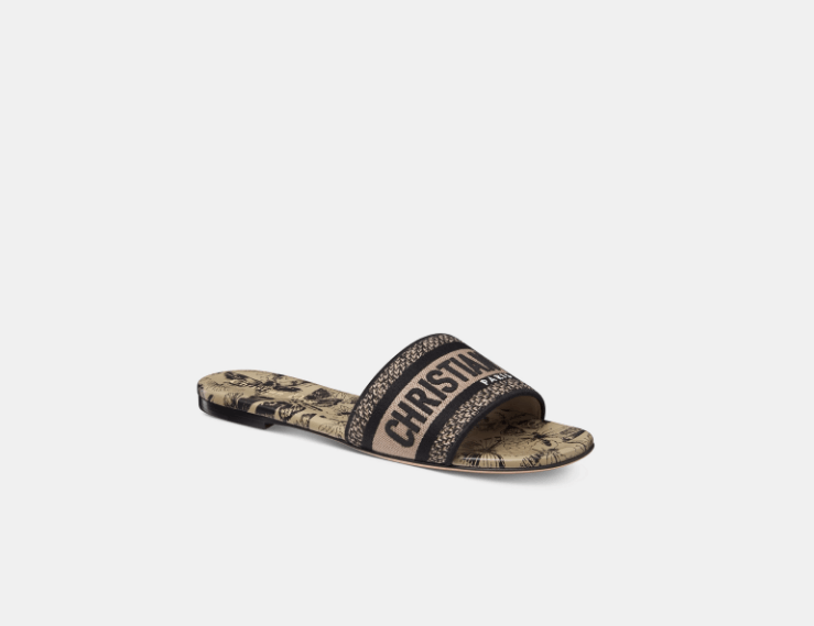 Dior o1w1db10625 KCQ209 Dway Slides in Beige/Black Size US 6 / IT 36 - 2 Thumbnail