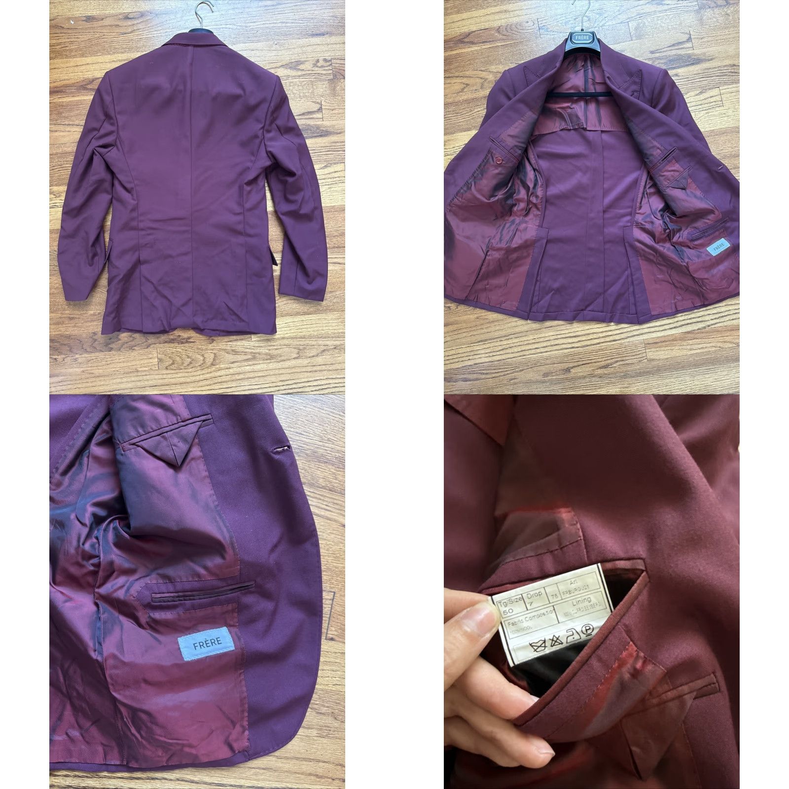MooRER FRERE MENS SAGE MOORE SOLID WOOL SILK SUIT 2 PIECE SIZE 40 US 50IT Cherry Wool Lining Pre-owned Mens Size 40R - 8 Thumbnail