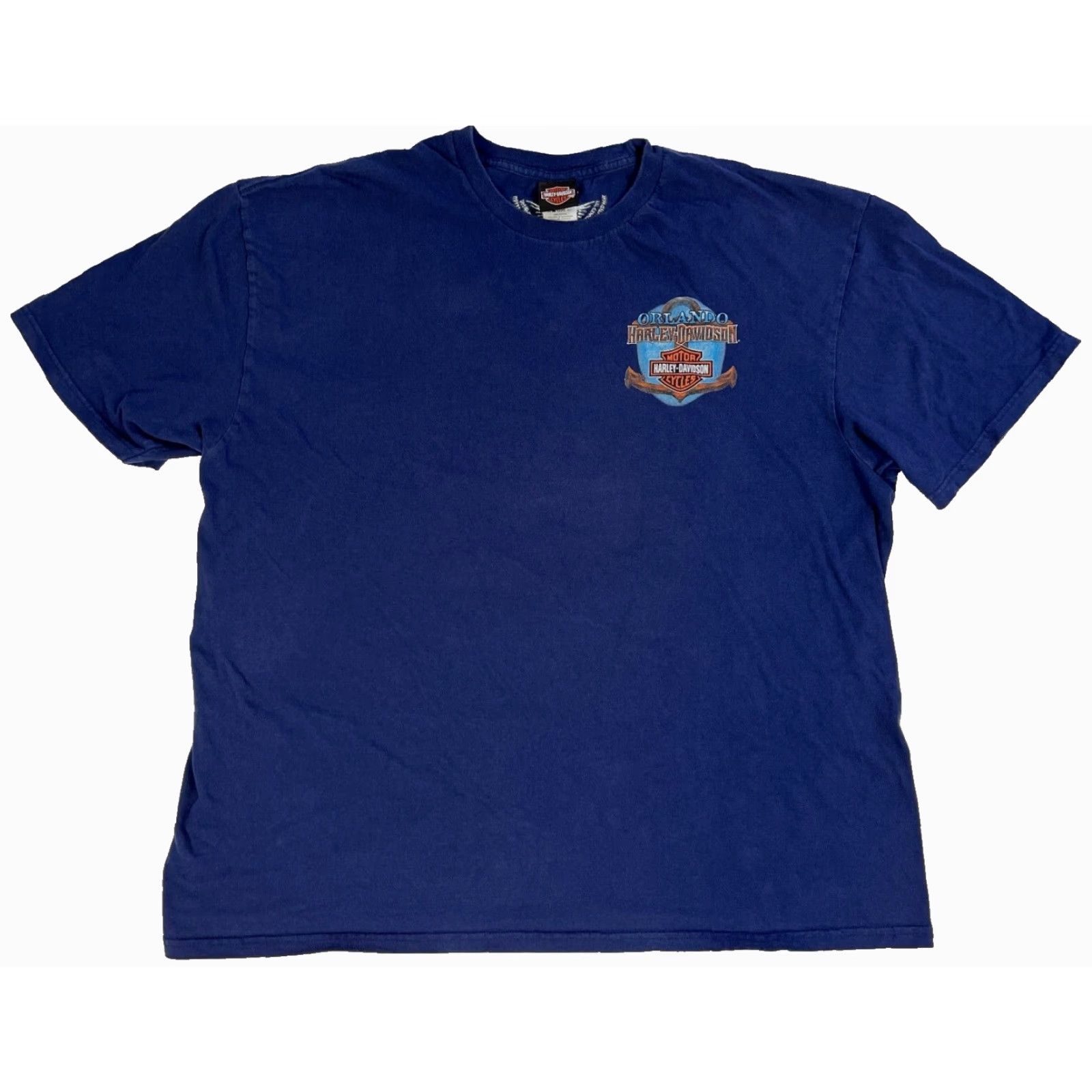 Harley Davidson Harley-Davidson T-Shirt Mens Shirt Short Sleeve Crew Neck 3XL Navy Blue Double-Sided 2016 Orlando FL) Size US XXL / EU 58 / 5 - 2 Thumbnail
