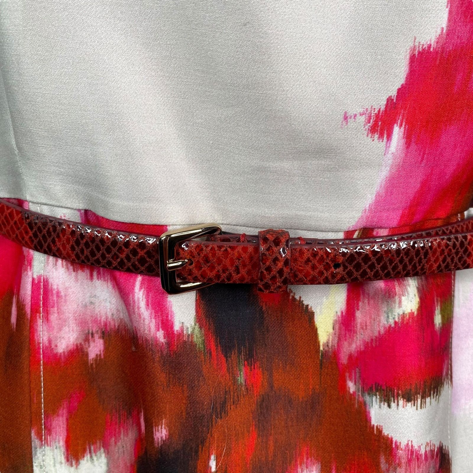 Max Mara Max Mara Watercolor Floral Snakeskin Belt Sheath Dress Size S / US 4 / IT 40 - 3 Thumbnail