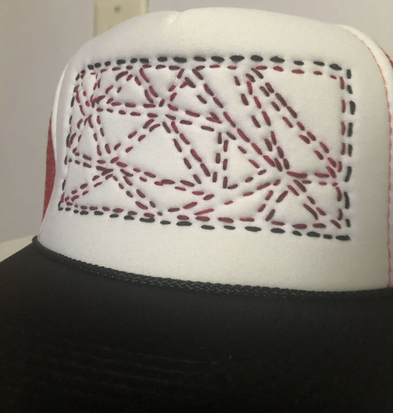Other Red and White Trucker Hat Sashiko Hand Stitched 1/1 Size ONE SIZE - 7 Thumbnail