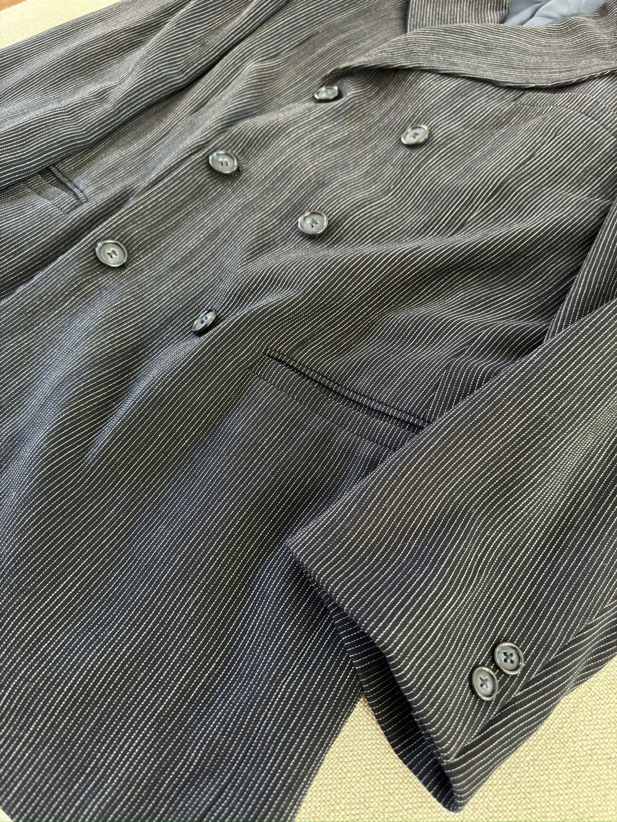Versace VERSACE CLASSIC V2 Striped DB 6 Button Suit in Black 42R Size 44R - 9 Thumbnail