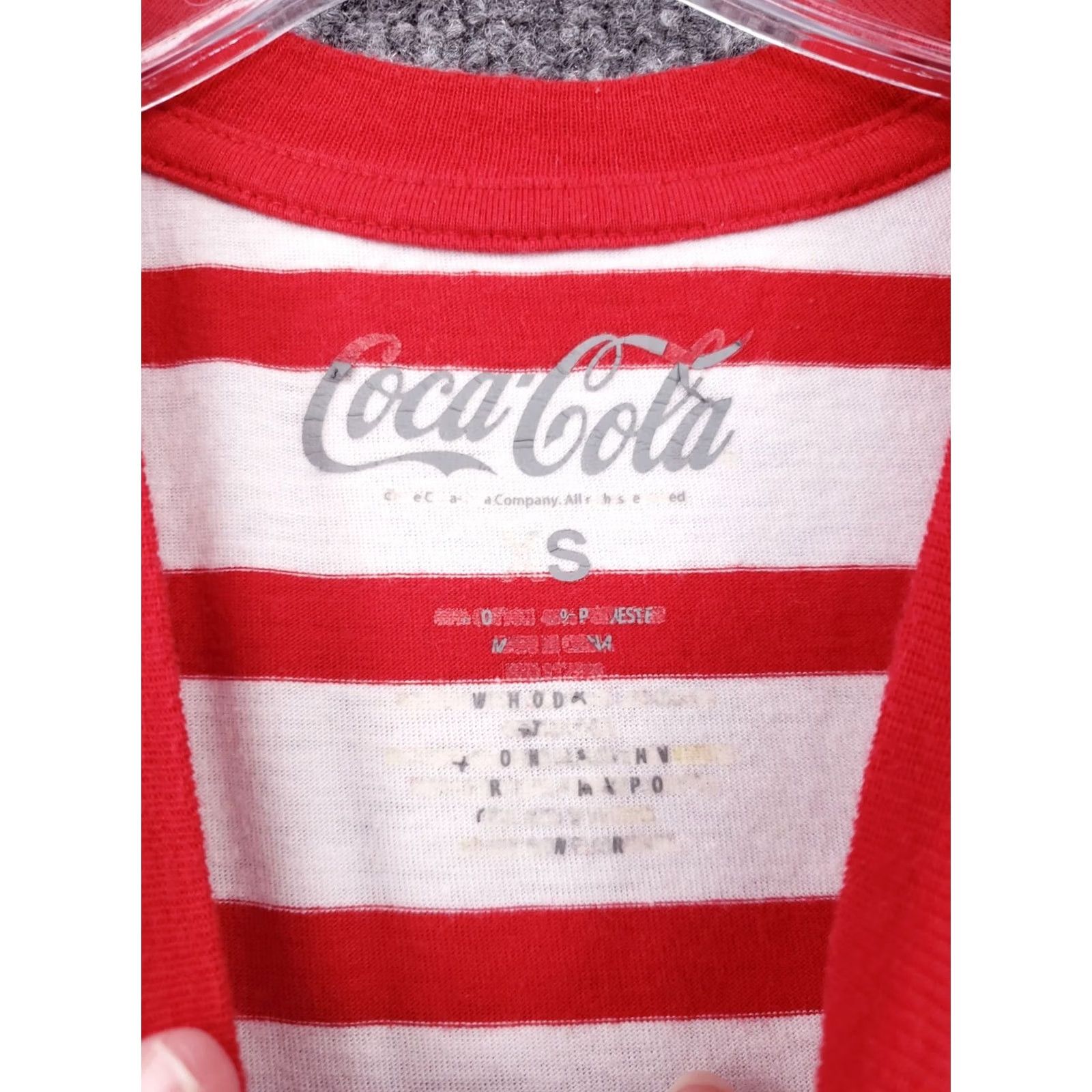 Vintage Coca-Cola T-Shirt Womens S Red Basic Logo Striped Short Sleeves Crew Neck Casual Tee Size S / US 4 / IT 40 - 3 Thumbnail
