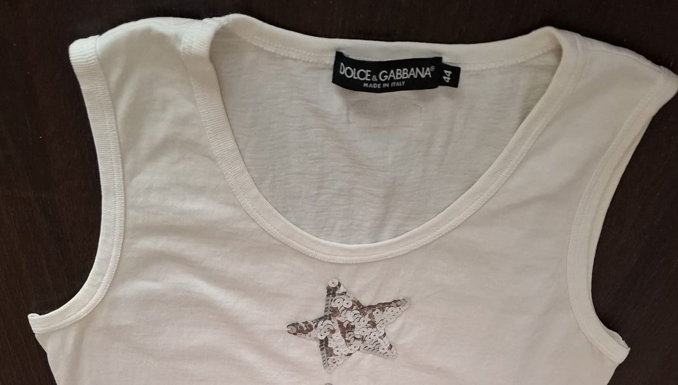 Dolce & Gabbana Dolce & Gabbana Cotton Tank Top with Sequin Stars (IT 44/L) Size M / US 6-8 / IT 42-44 - 2 Thumbnail