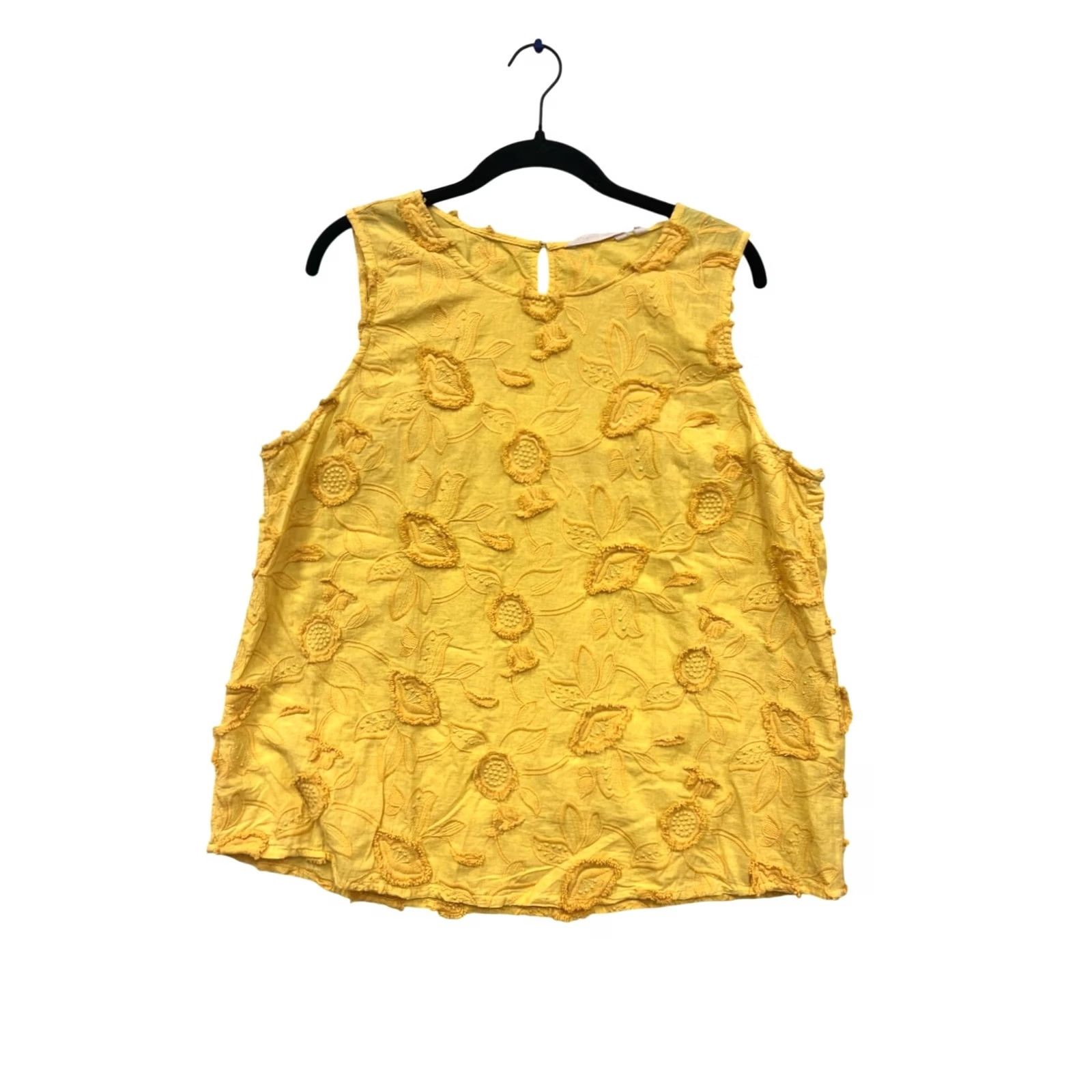 Soft Surroundings Soft Surroundings Tank Yellow Embroidered Floral Sleeveless XL Womens Size XL / US 12-14 / IT 48-50 - 2 Thumbnail