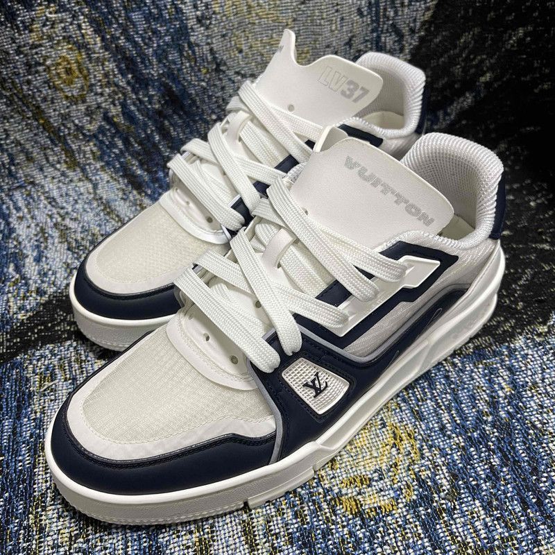 Louis Vuitton Louis Vuitton Trainer Low-Top Sneakers Blue and White -2508 Size US 8 / EU 41 - 1 Thumbnail