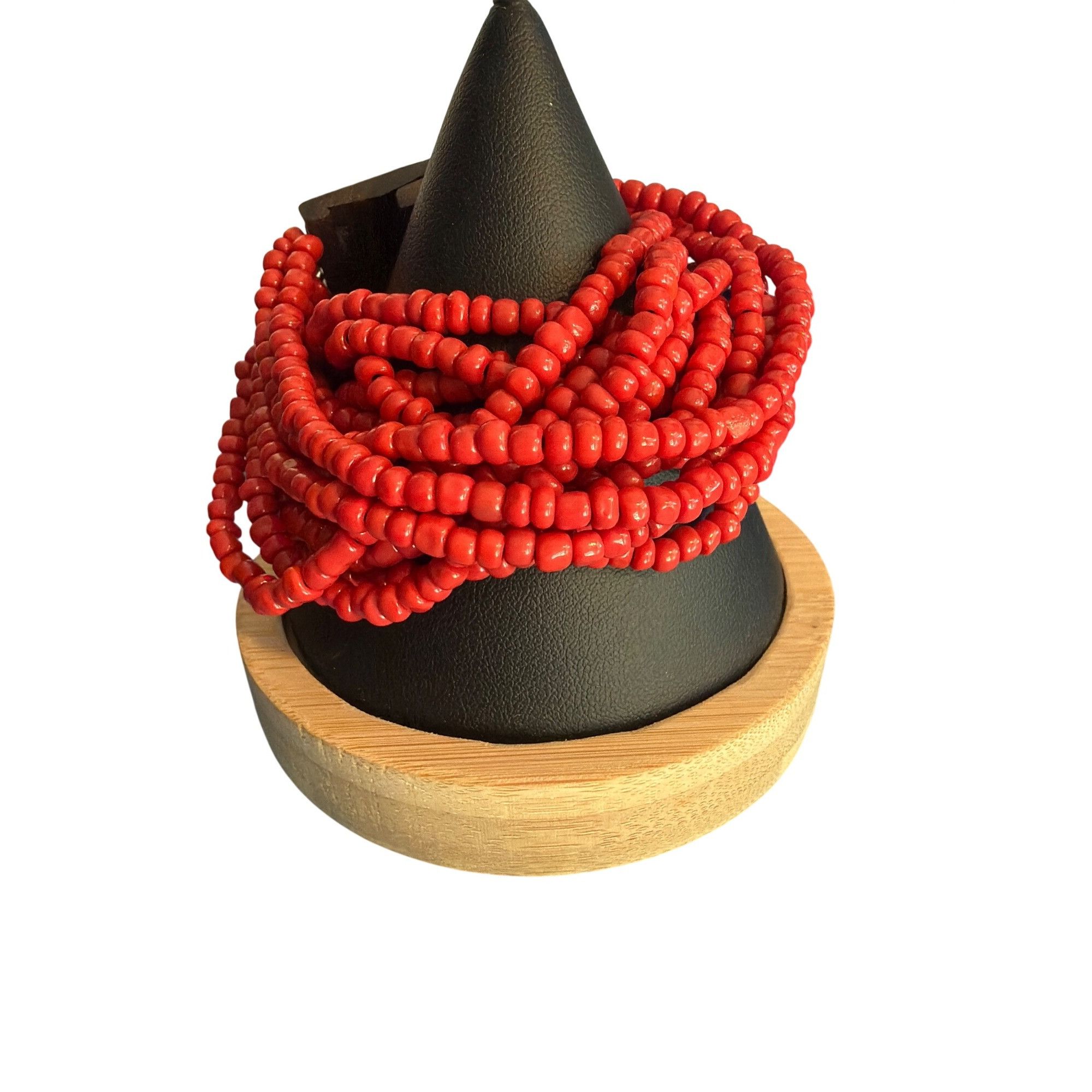 Other Bali Red Bead Hardwood Buckle Bracelet Multi Strand Chunky 7 Size ONE SIZE - 1 Thumbnail