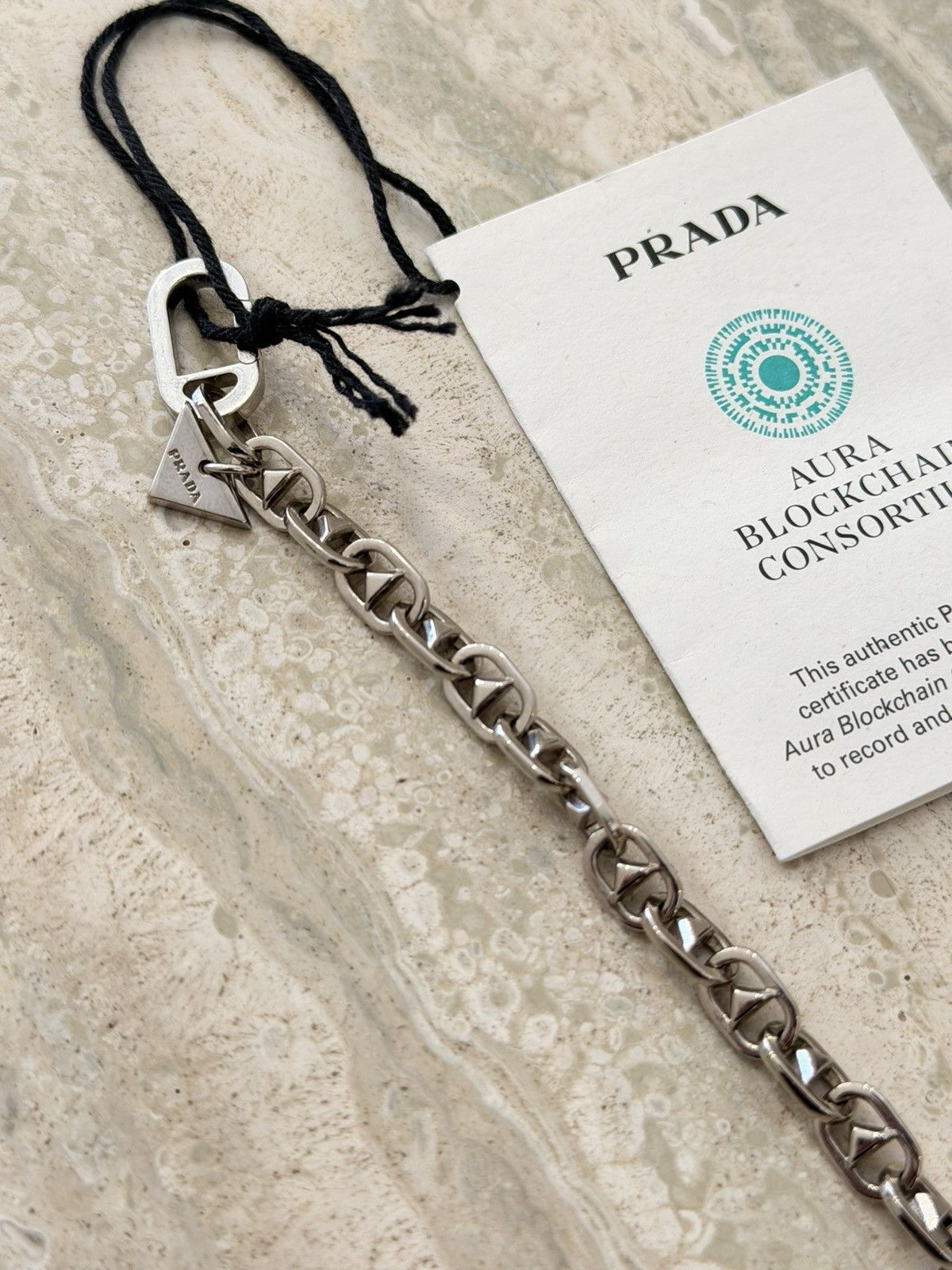 Prada PRADA Triangle Charm Chain Silver Brass Necklace With Clasp Size ONE SIZE - 16 Thumbnail