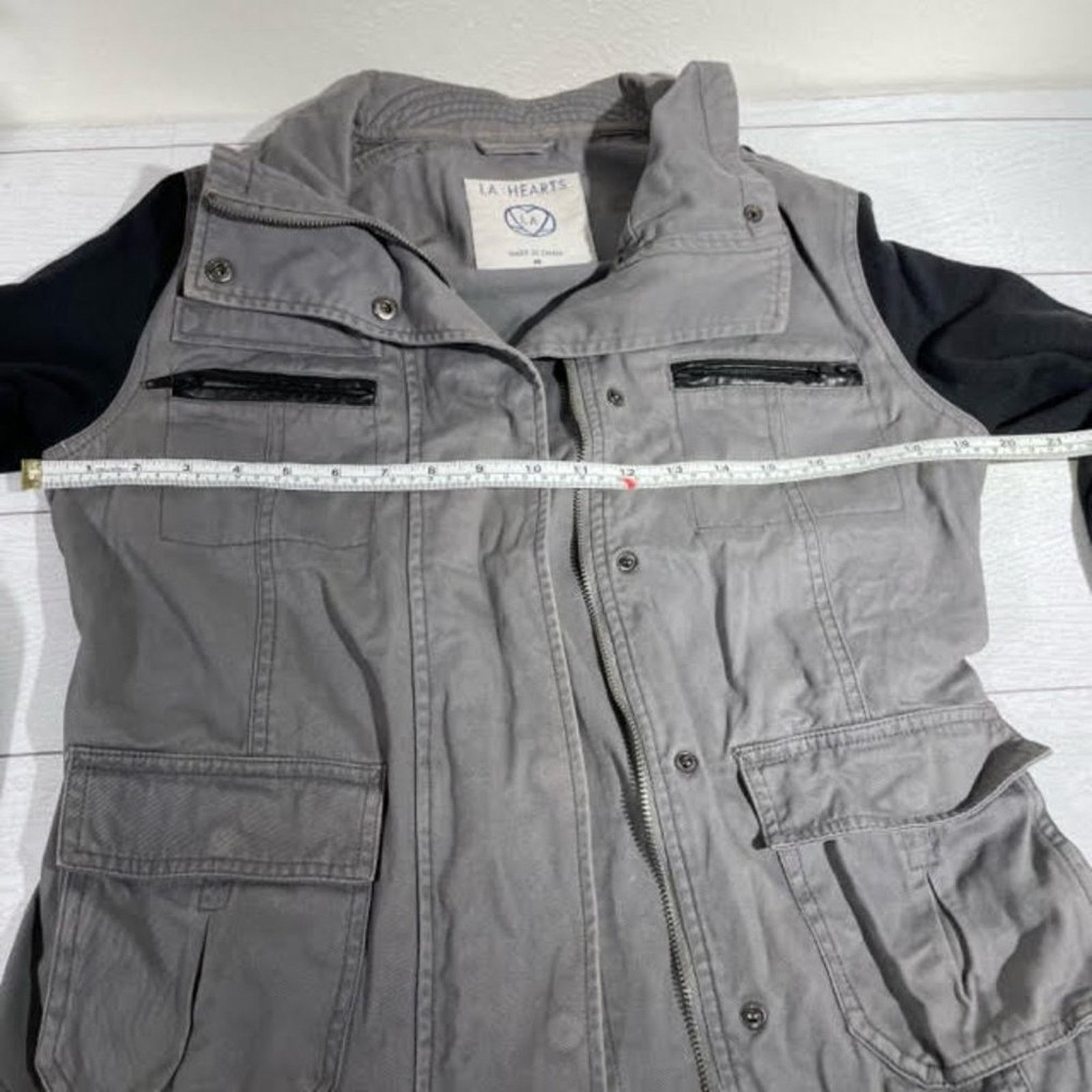 Other LA Hearts Black Gray Cargo Zip Up Hoodie Hybrid Jacket Size M / US 6-8 / IT 42-44 - 6 Thumbnail
