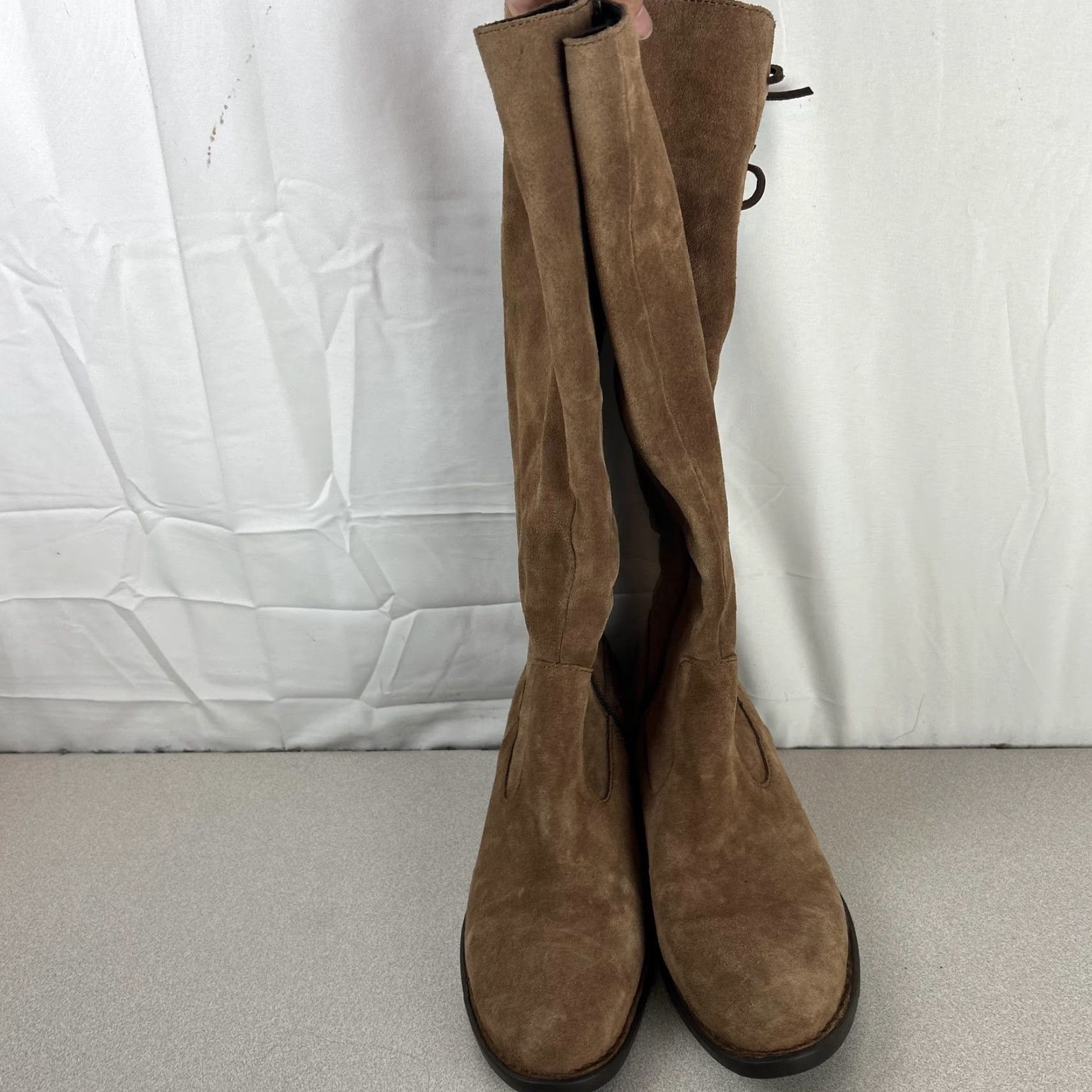 Born Born Boots Womens Size 9 Brown Suede Knee High Riding Zip Lace Up Block Heel Size US 9 / IT 39 - 3 Thumbnail