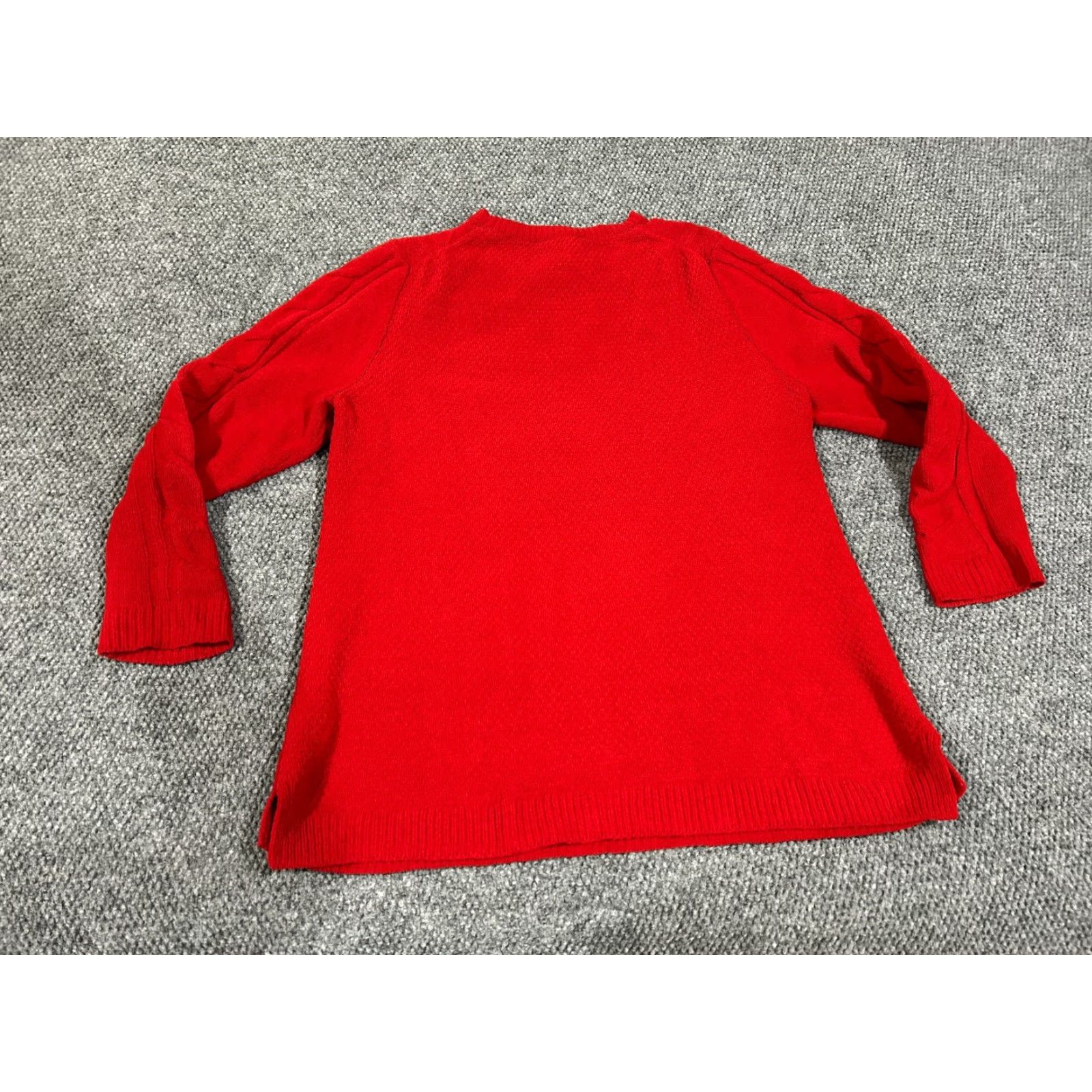 J. Jill J. Jill Sweater Womens L Red Cable-Knit Crewneck Pullover Cozy Soft Size L / US 10 / IT 46 - 6 Thumbnail