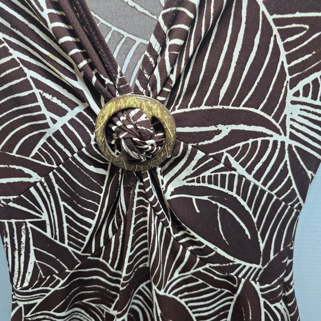 The Unbranded Brand B. Smart Elegant Brown and Cream Patterned Maxi Dress Size M / US 6-8 / IT 42-44 - 2 Thumbnail