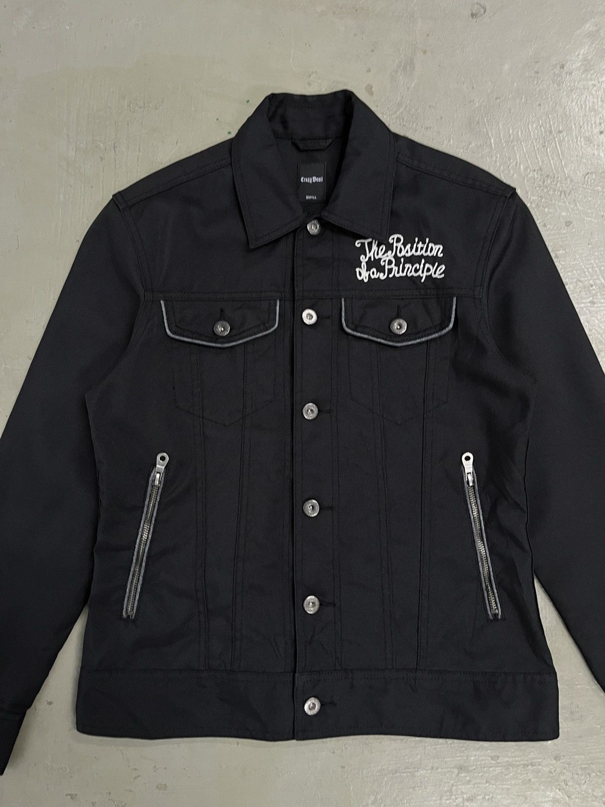 If Six Was Nine Crazy Devil Boxy Trucker Embroidered Trucker Riding Jacket Size US S / EU 44-46 / 1 - 2 Thumbnail
