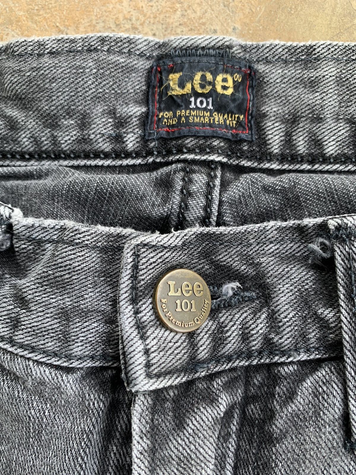 Lee Rare💥Lee 101 Black Selvedge Faded Distressed Denim Size US 30 / EU 46 - 12 Thumbnail