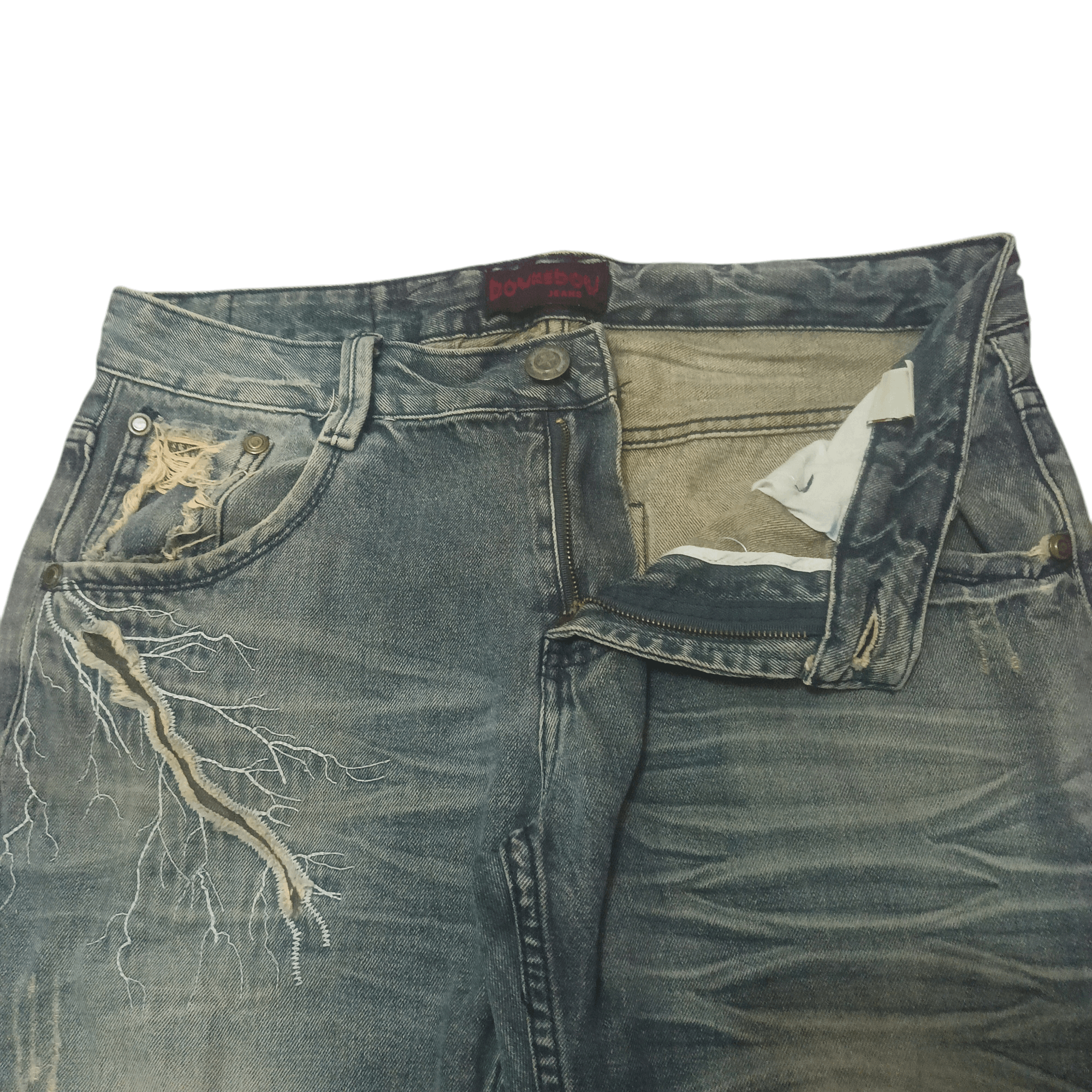 If Six Was Nine Vtg Dowkedow japanese flare jeans Rare Lighting Bolt Design Size US 32 / EU 48 - 6 Thumbnail