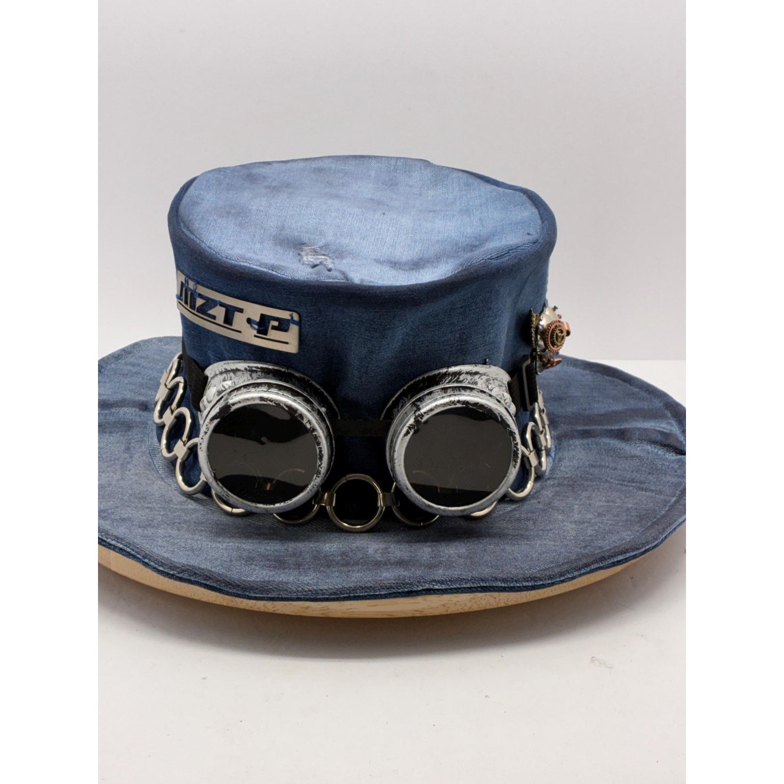Other Steampunk Denim Hat XL – Goggles Top Hat, Industrial Festive Size ONE SIZE - 16 Thumbnail