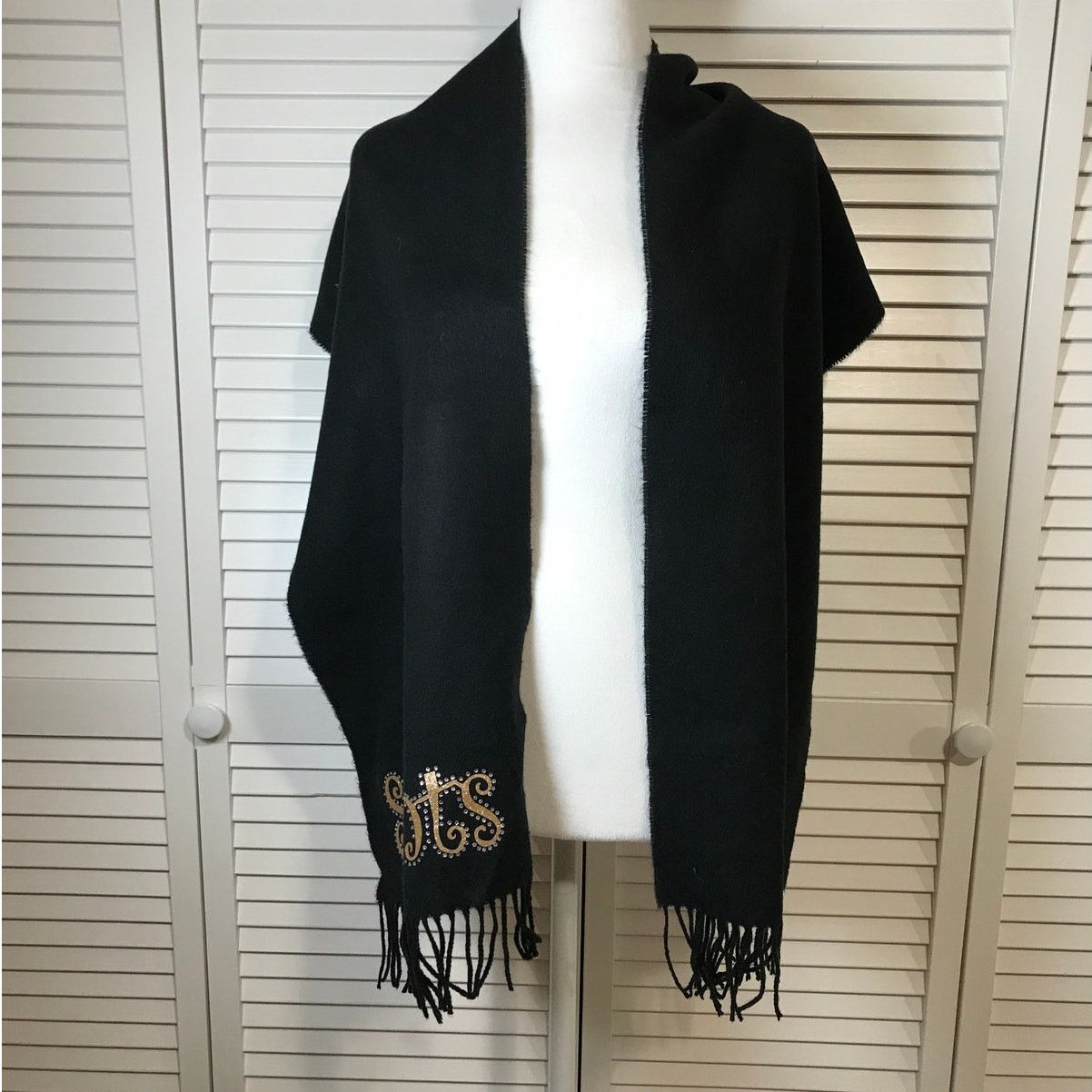Other Saints Black Gold Women Scarf 70” Size ONE SIZE - 1 Thumbnail