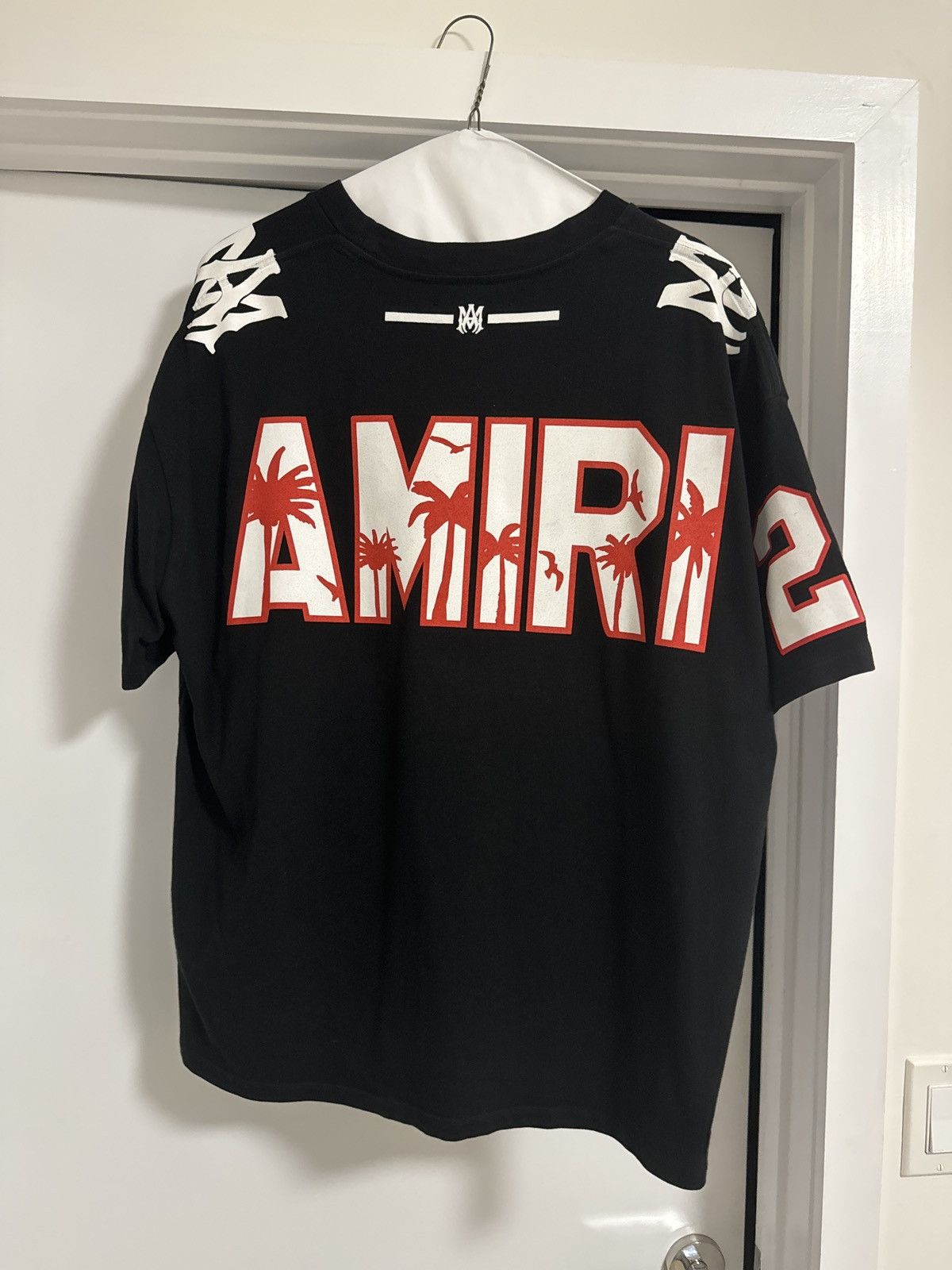 image of Amiri Oversized 22 Football Shirt 22 in Black, Men's (Size XL)