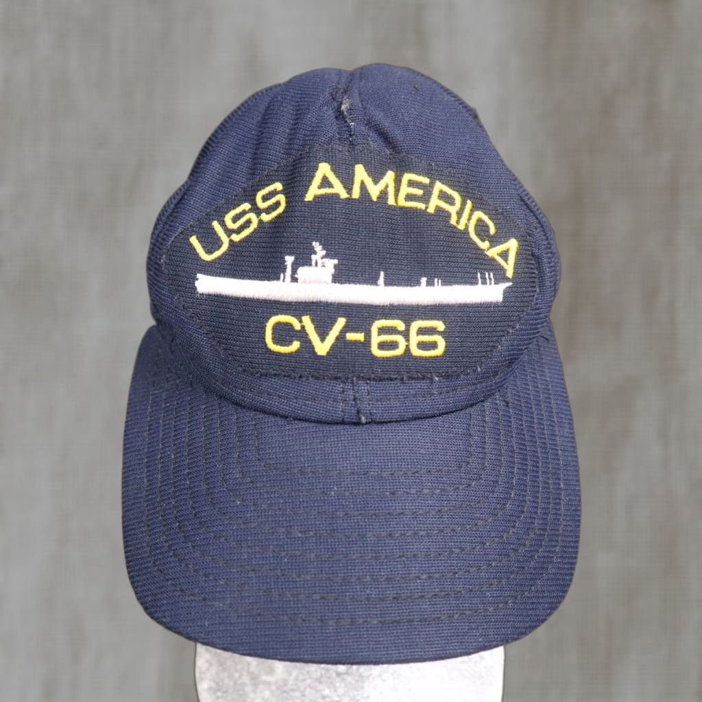 Vintage VINTAGE USS America Air Craft Carrier CV-66 StrapBack Cap Hat Adult Size ONE SIZE - 1 Thumbnail