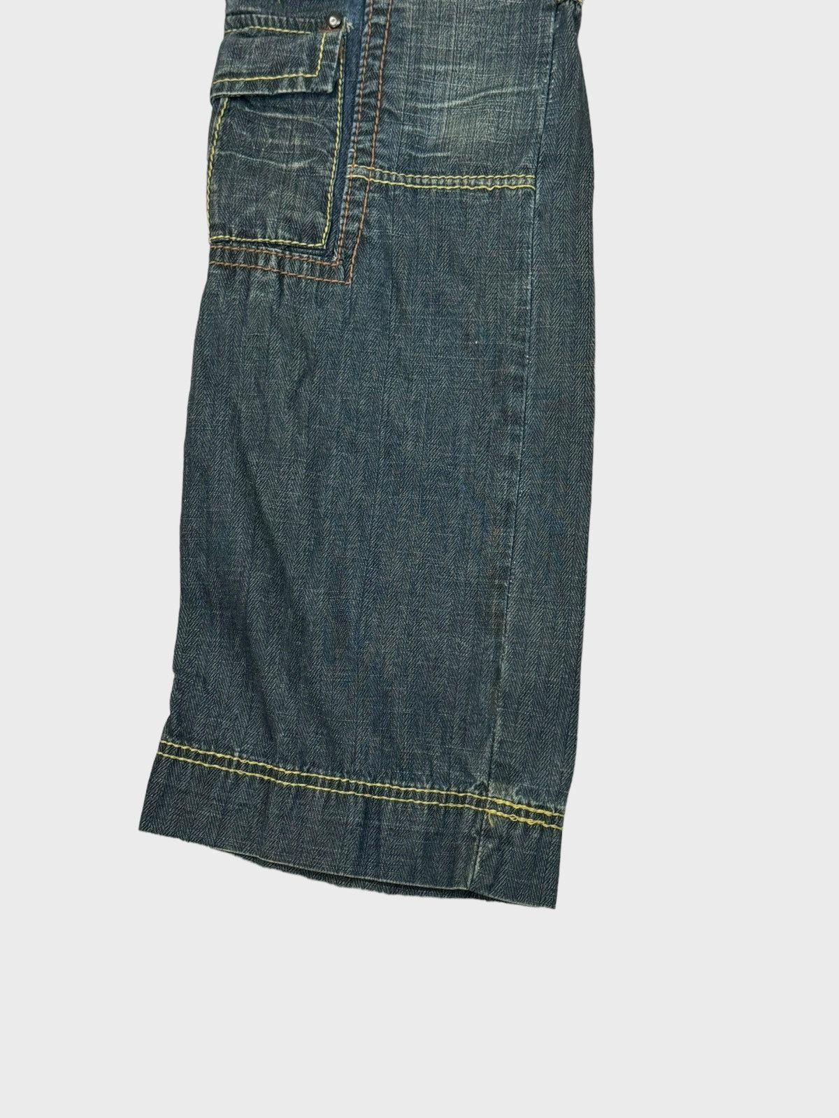 Japanese Brand EVOLUTION CARGO MULTIPOCKET DISTRESSED DENIM Size US 31 - 7 Thumbnail
