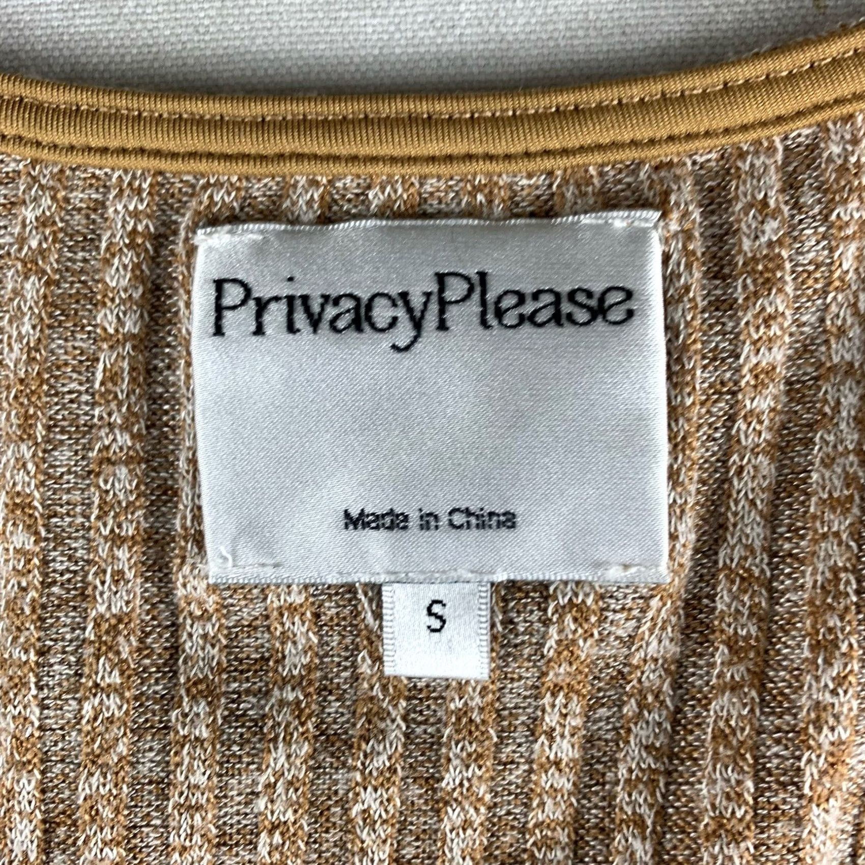 Vintage Privacy Please Bodysuit Womens Small Beige Striped Short Sleeve Size S / US 4 / IT 40 - 2 Thumbnail