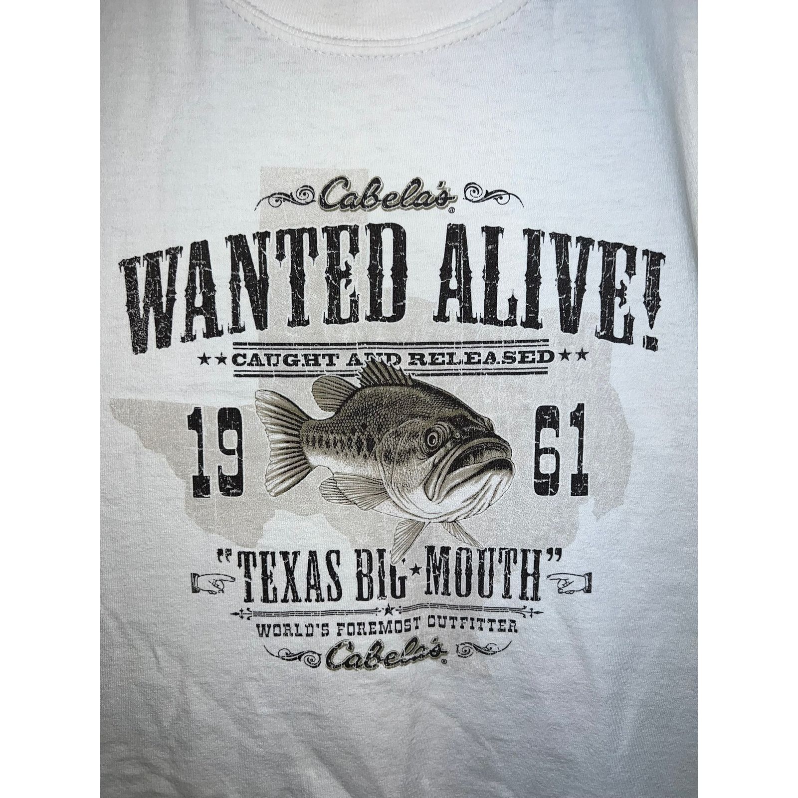 Gildan Vintage Cabelas Shirt Fishing Fish Texas Bigmouth Bass XL Size US XL / EU 56 / 4 - 2 Thumbnail