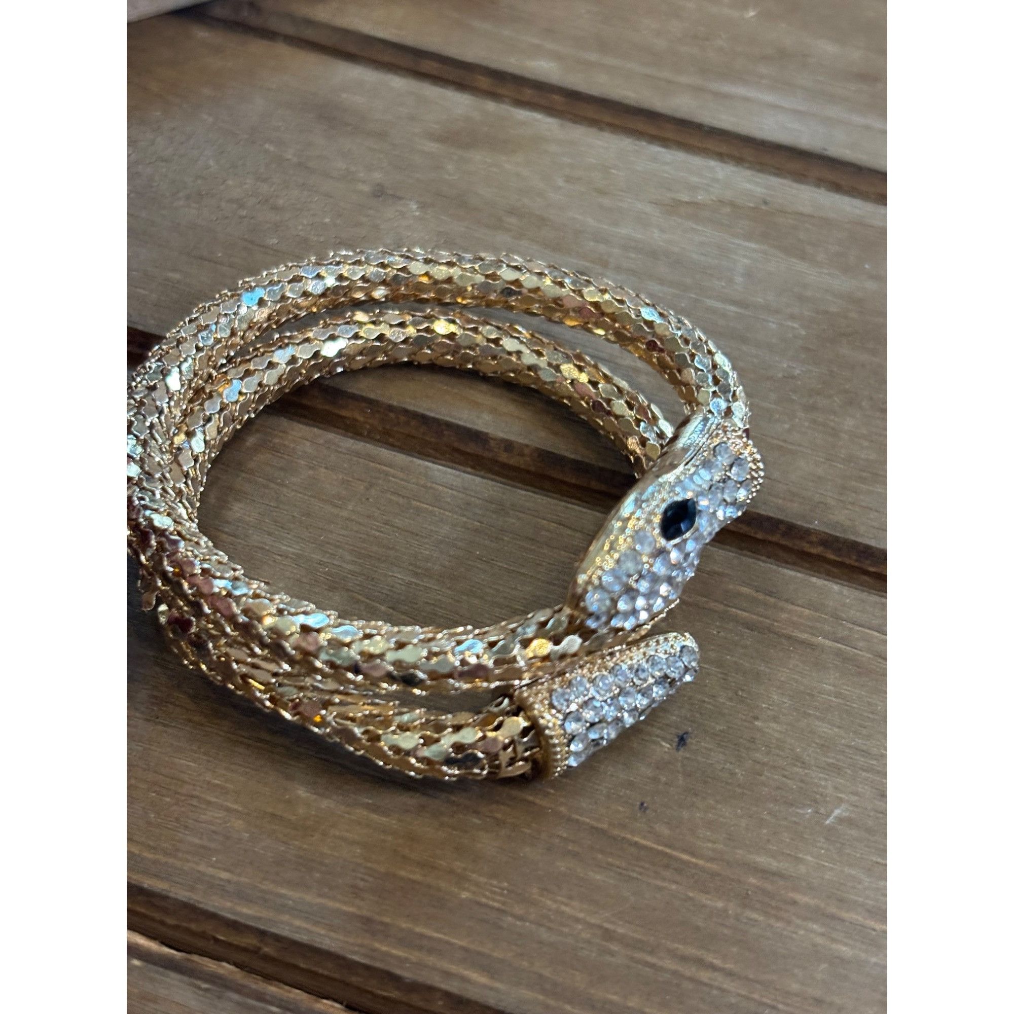 Other Gold Snake-Style Rhinestone Wrap Bracelet Size ONE SIZE - 1 Thumbnail